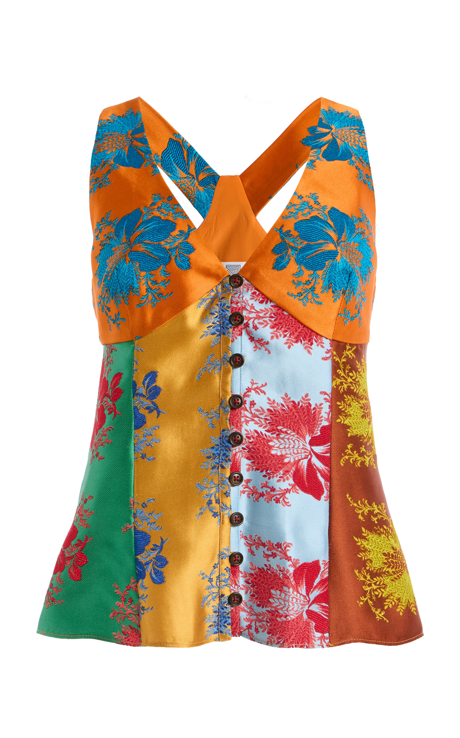 Rosie Assoulin Row; Row; Row Your Buttons Silk-Blend Top