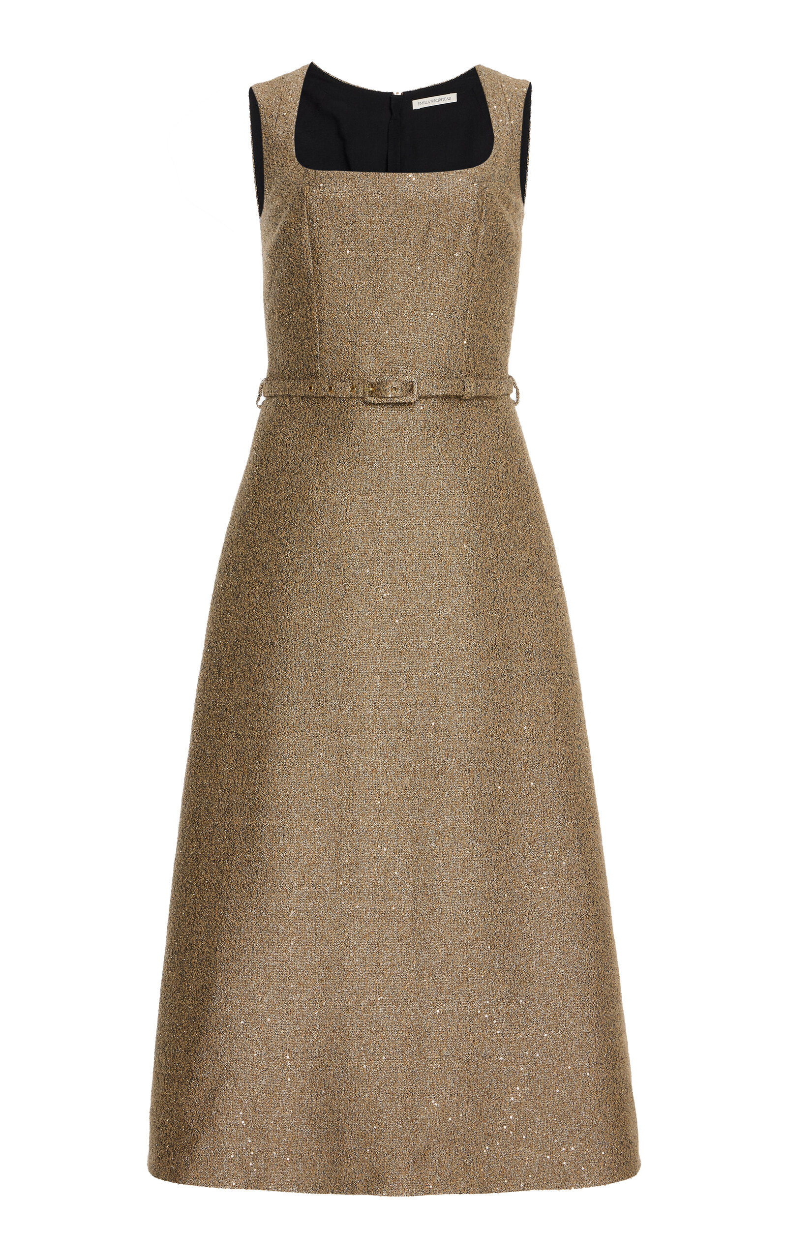 Emilia Wickstead Ciro Belted Sequin Tweed Midi Dress