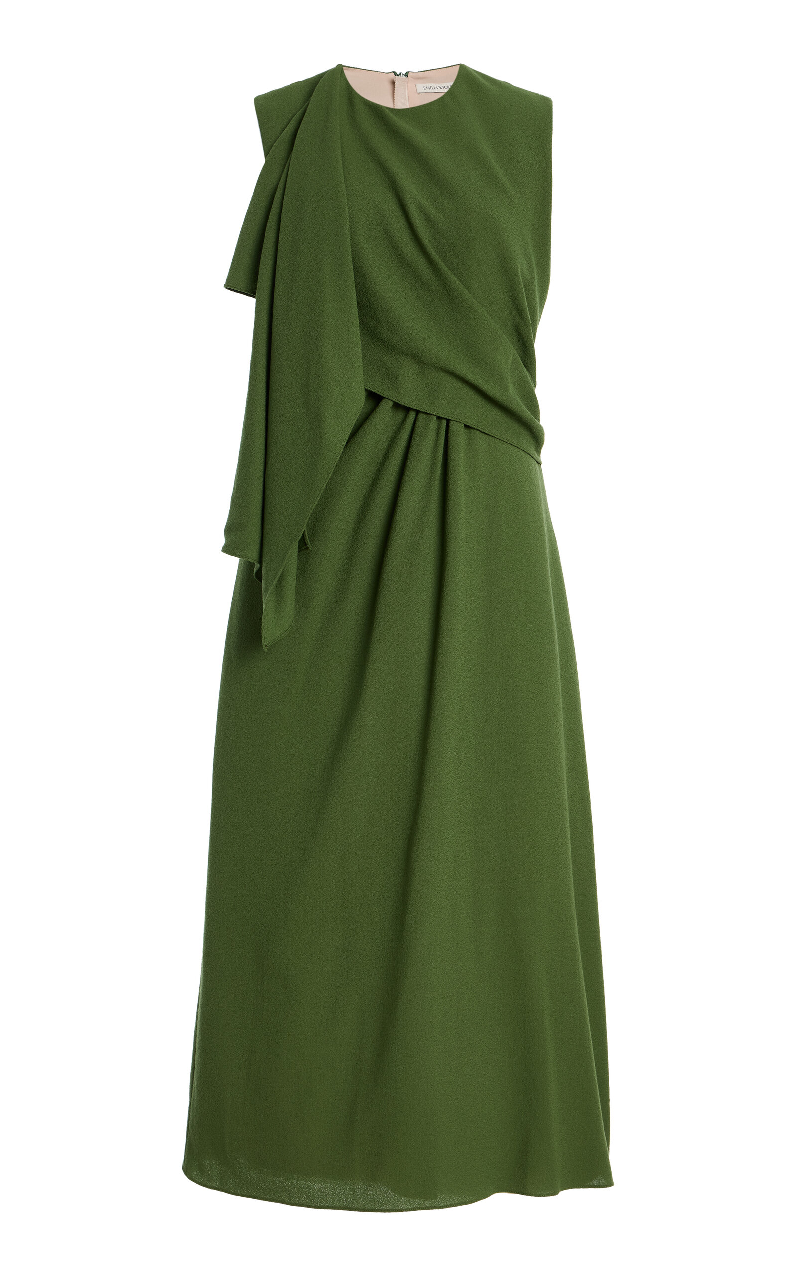 Emilia Wickstead Tidus Draped Wool-crepe Maxi Dress