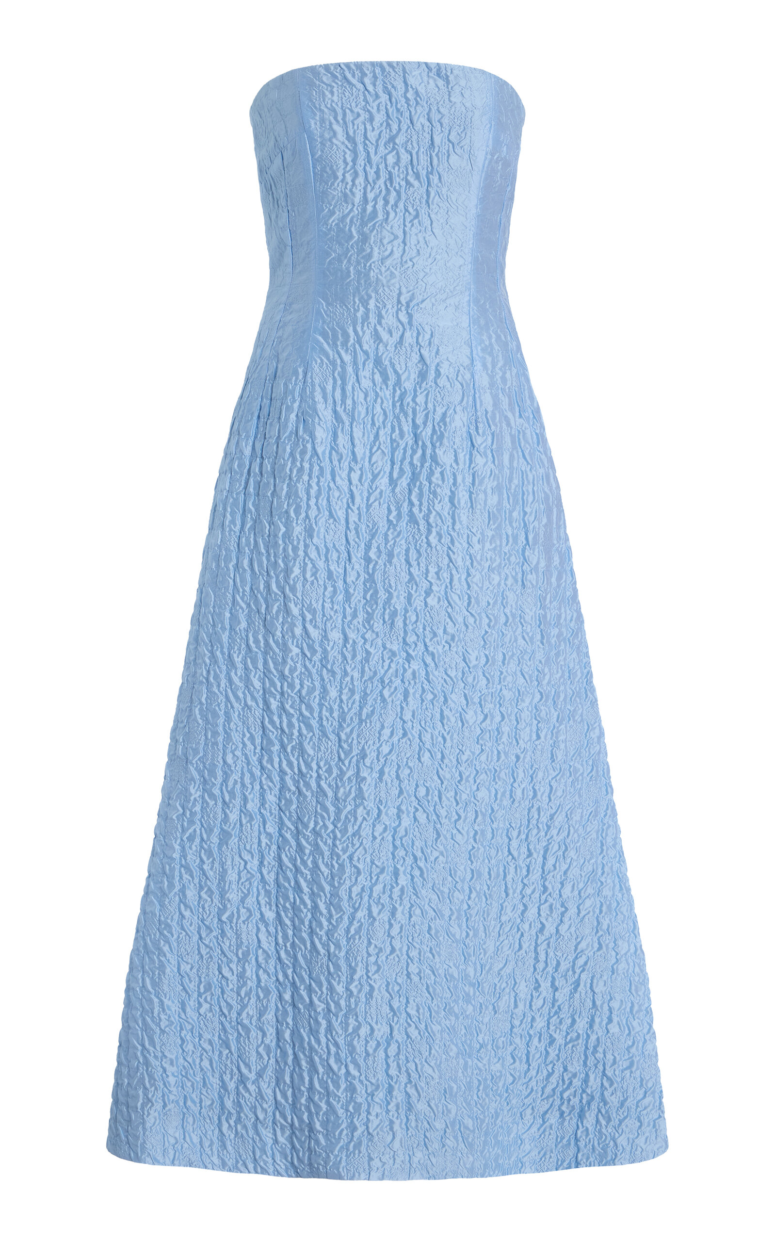 Emilia Wickstead Jenn Strapless Seersucker Midi Dress