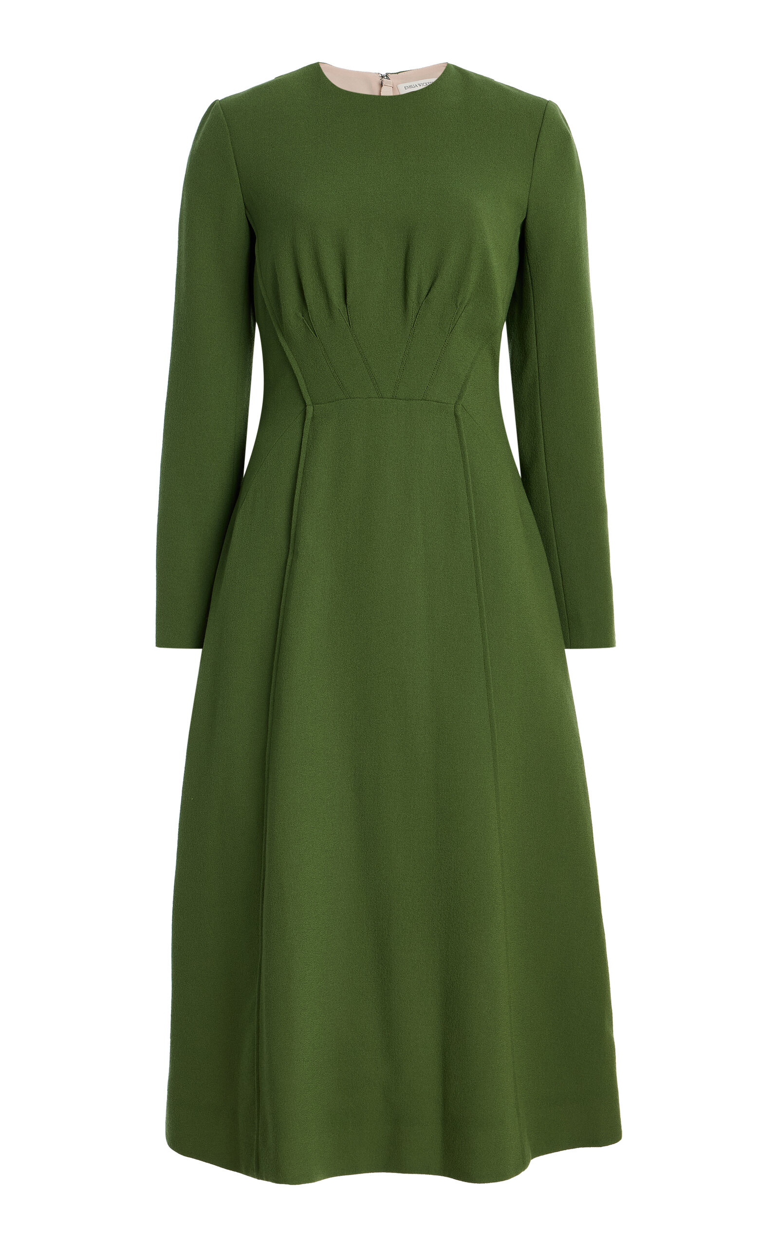 Emilia Wickstead Collinson Gathered Wool Crepe Midi Dress