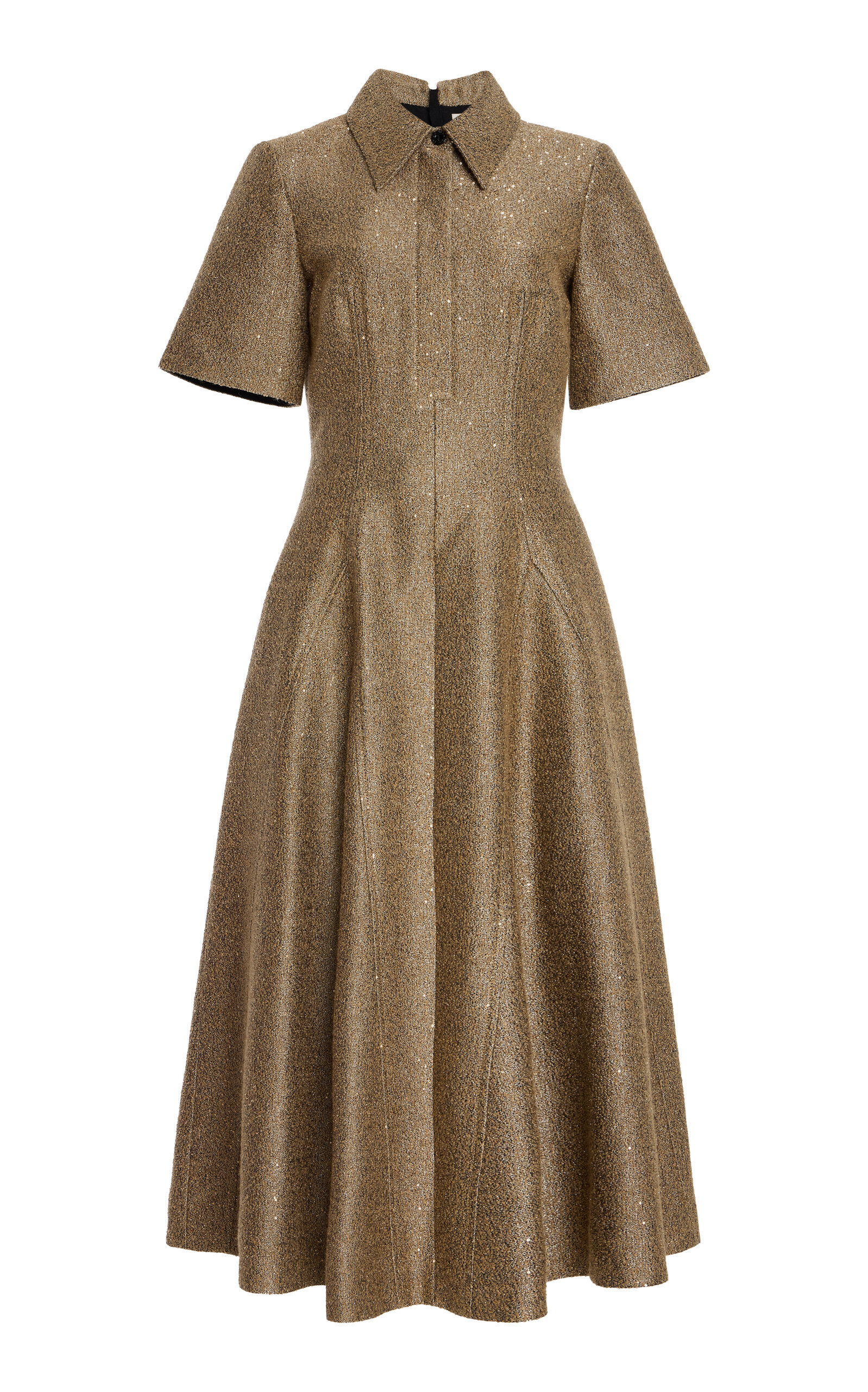 Emilia Wickstead Eleodoro Collared Sequin Tweed Midi Dress