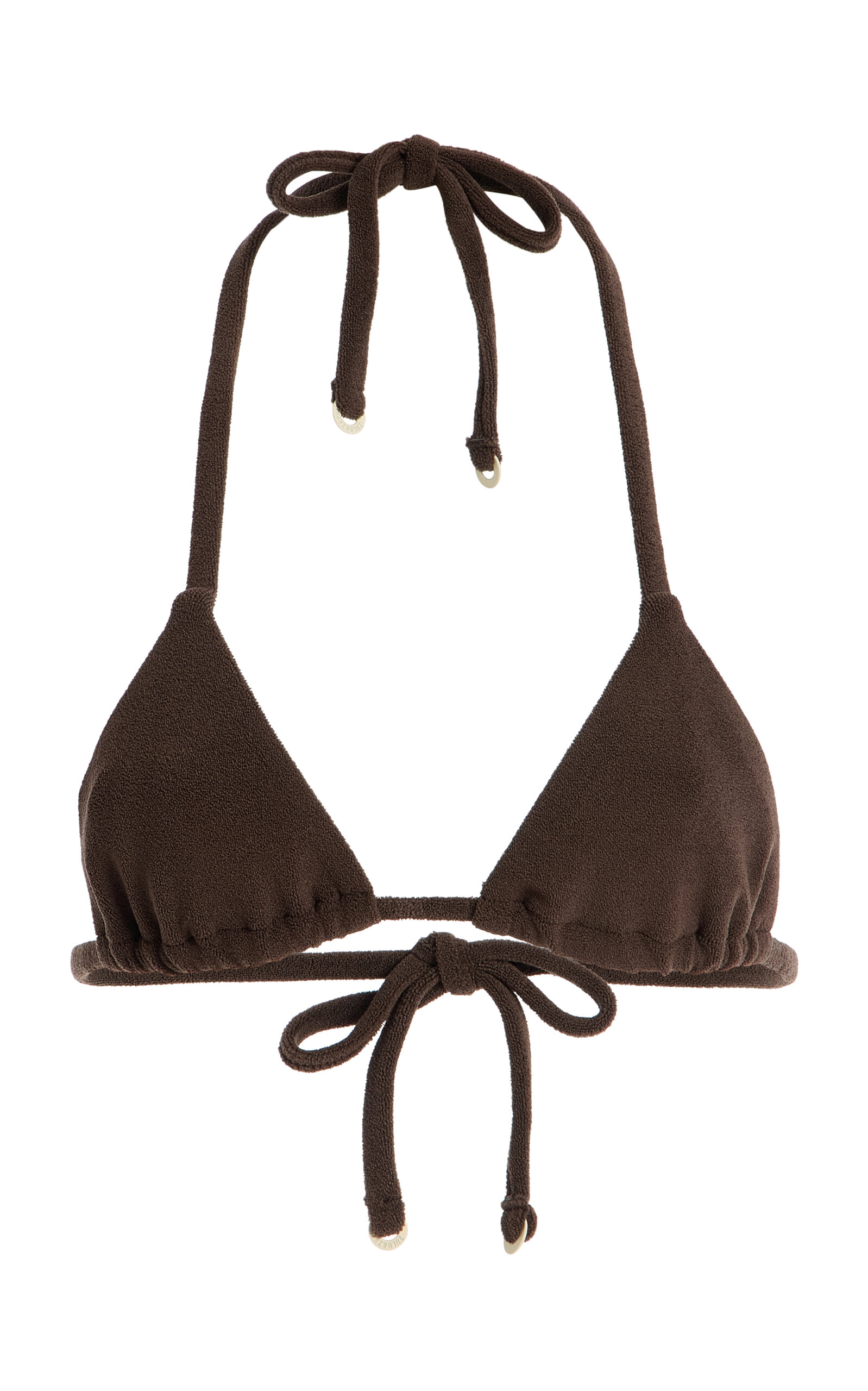 Zulu & Zephyr Towelling Triangle Bikini Top In Brown