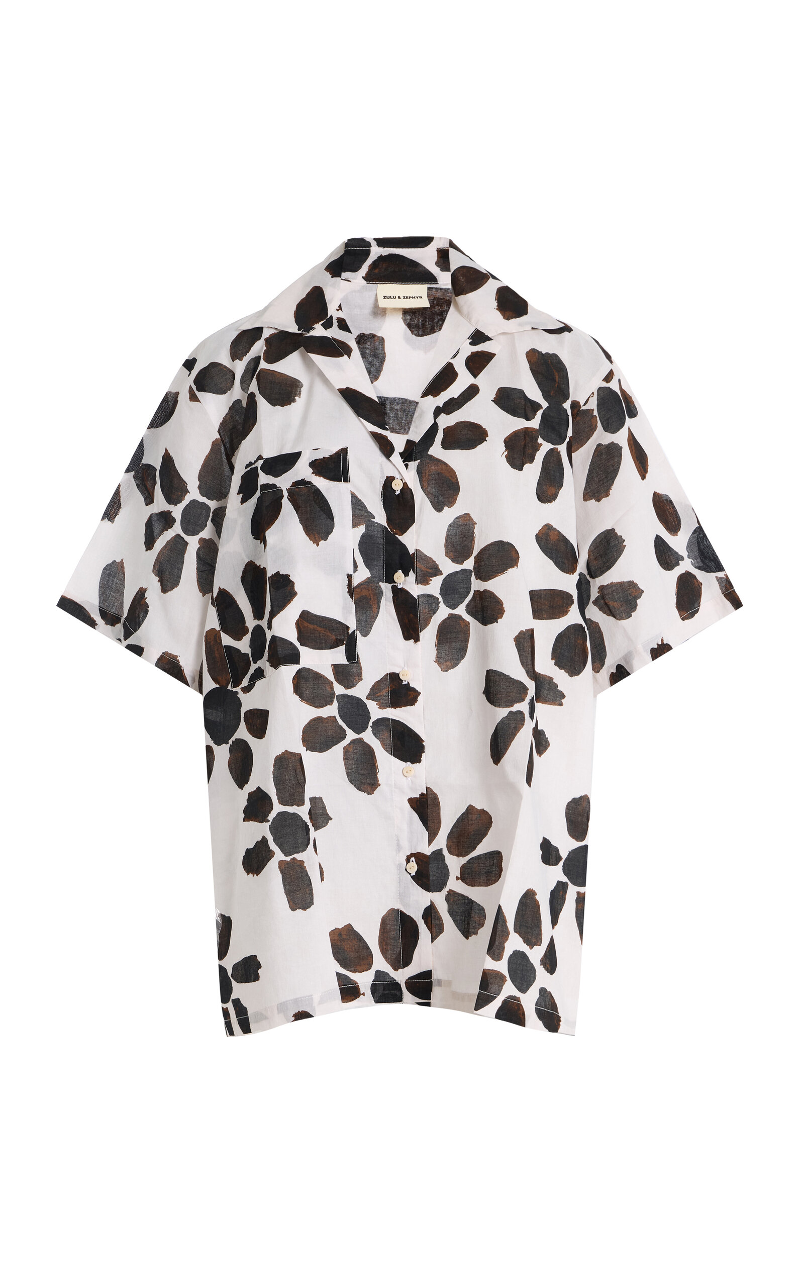 Zulu & Zephyr Floral Cotton Shirt In White