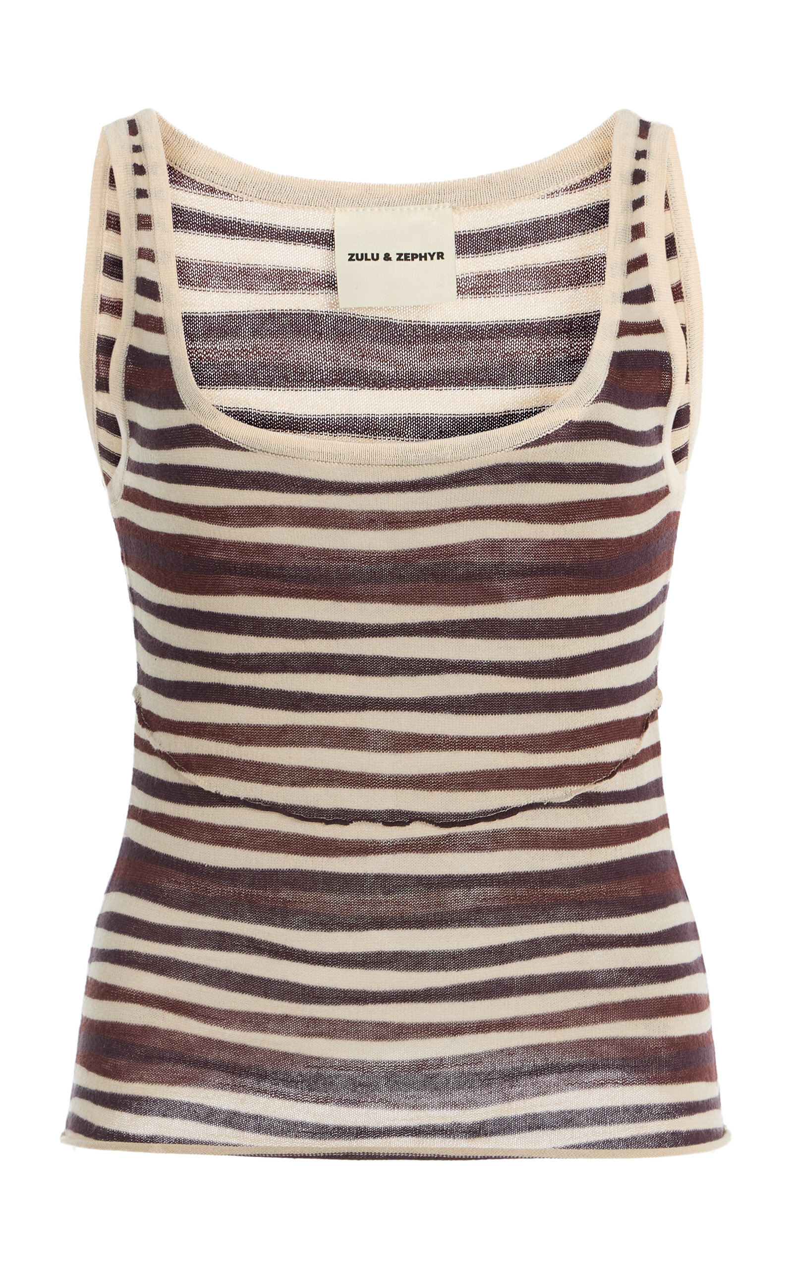 Zulu & Zephyr Exclusive Striped Knit Tank Top In Brown