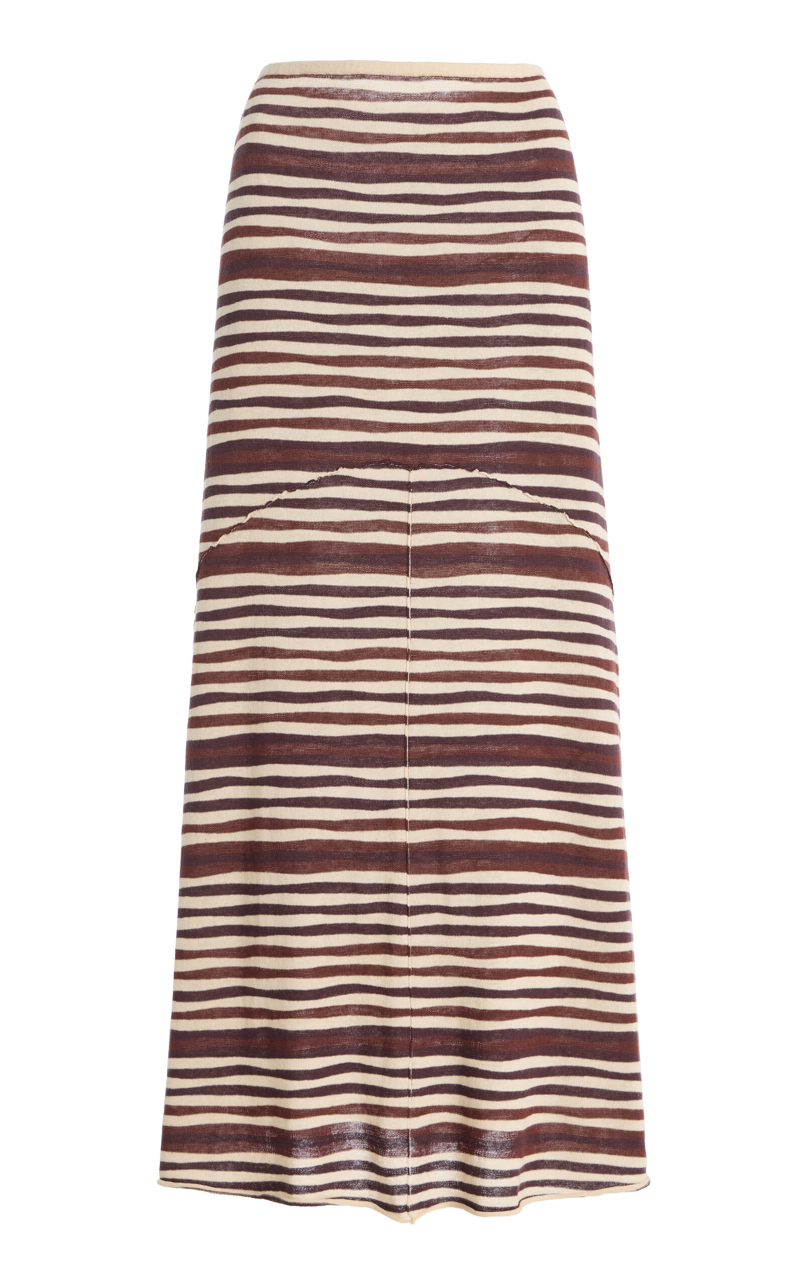 Zulu & Zephyr Exclusive Striped Knit Midi Skirt In Brown