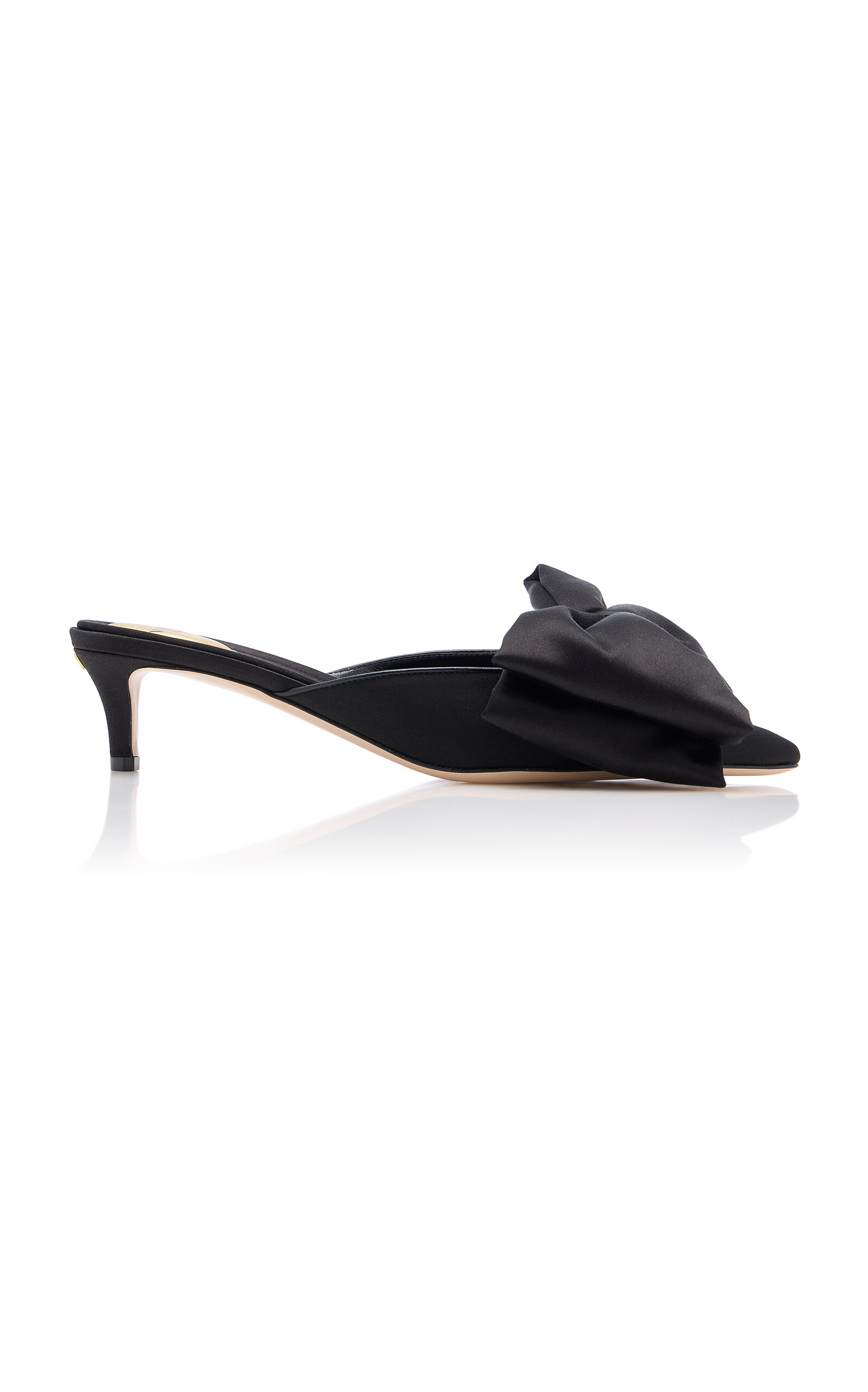 Valentino Yolande Bow-detailed Satin Mules In Black