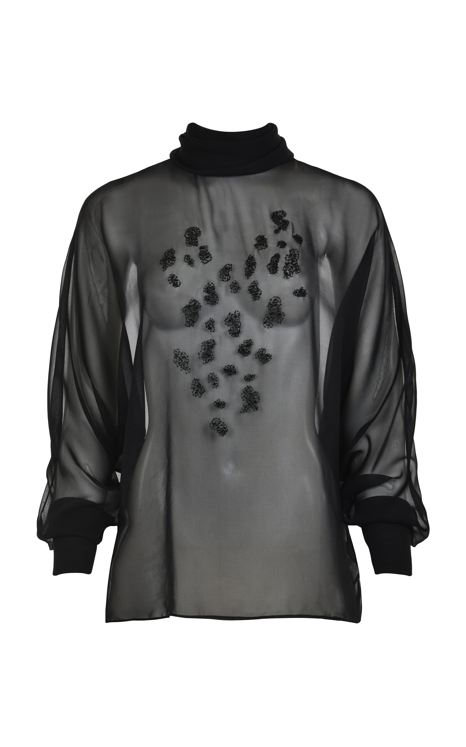Francesca Miranda Dusk Sheer Embroidered Silk Blouse