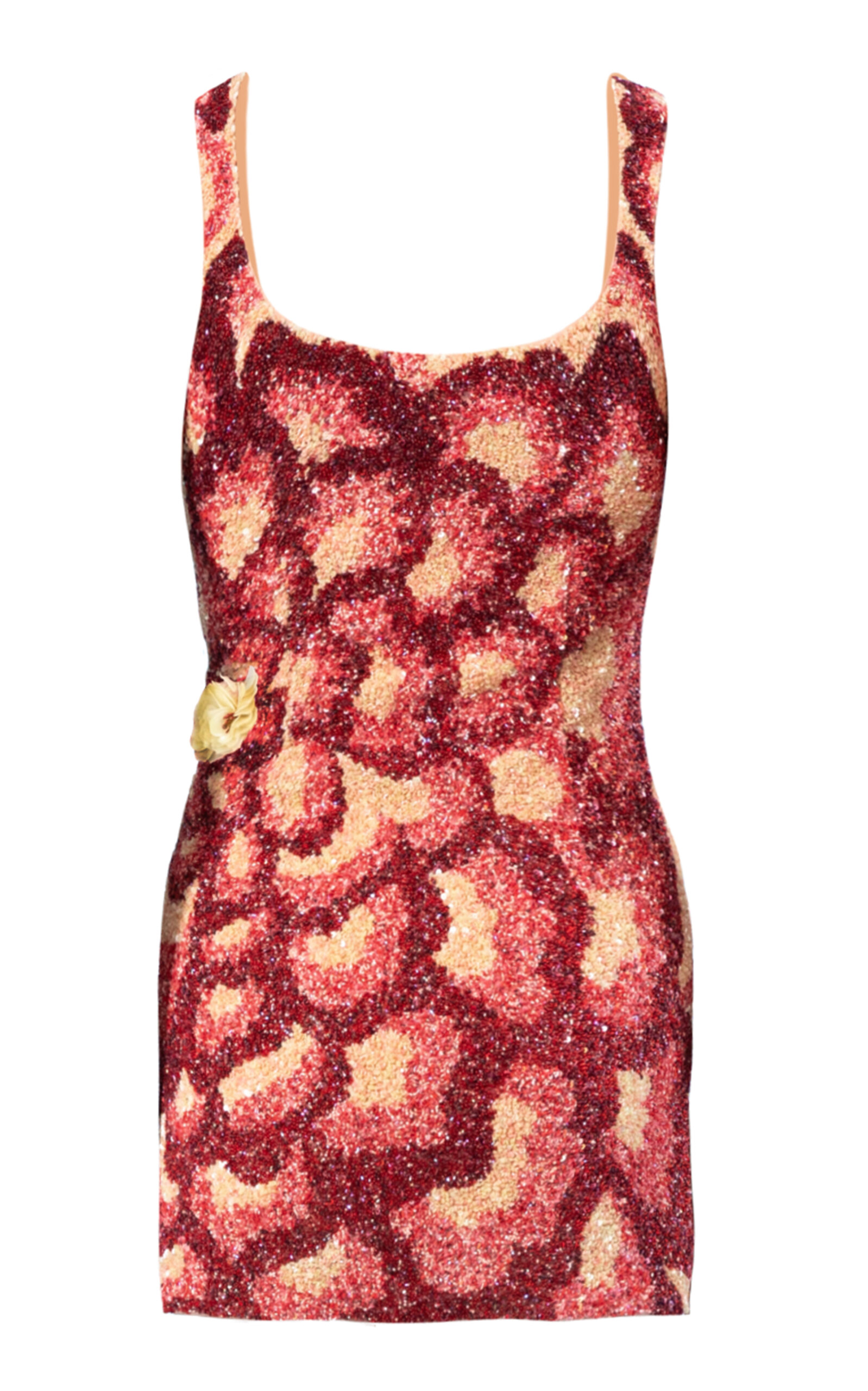 La Fuori Mini Rose Embroidered Dress - Red