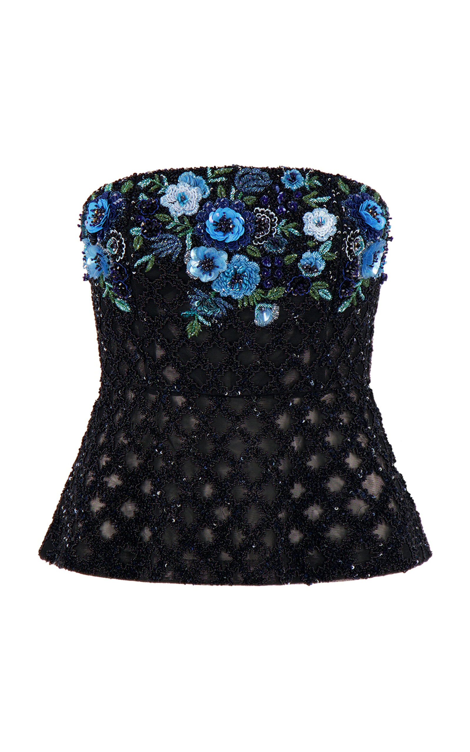 La Fuori Midnight Azul Embroidered Top In Black