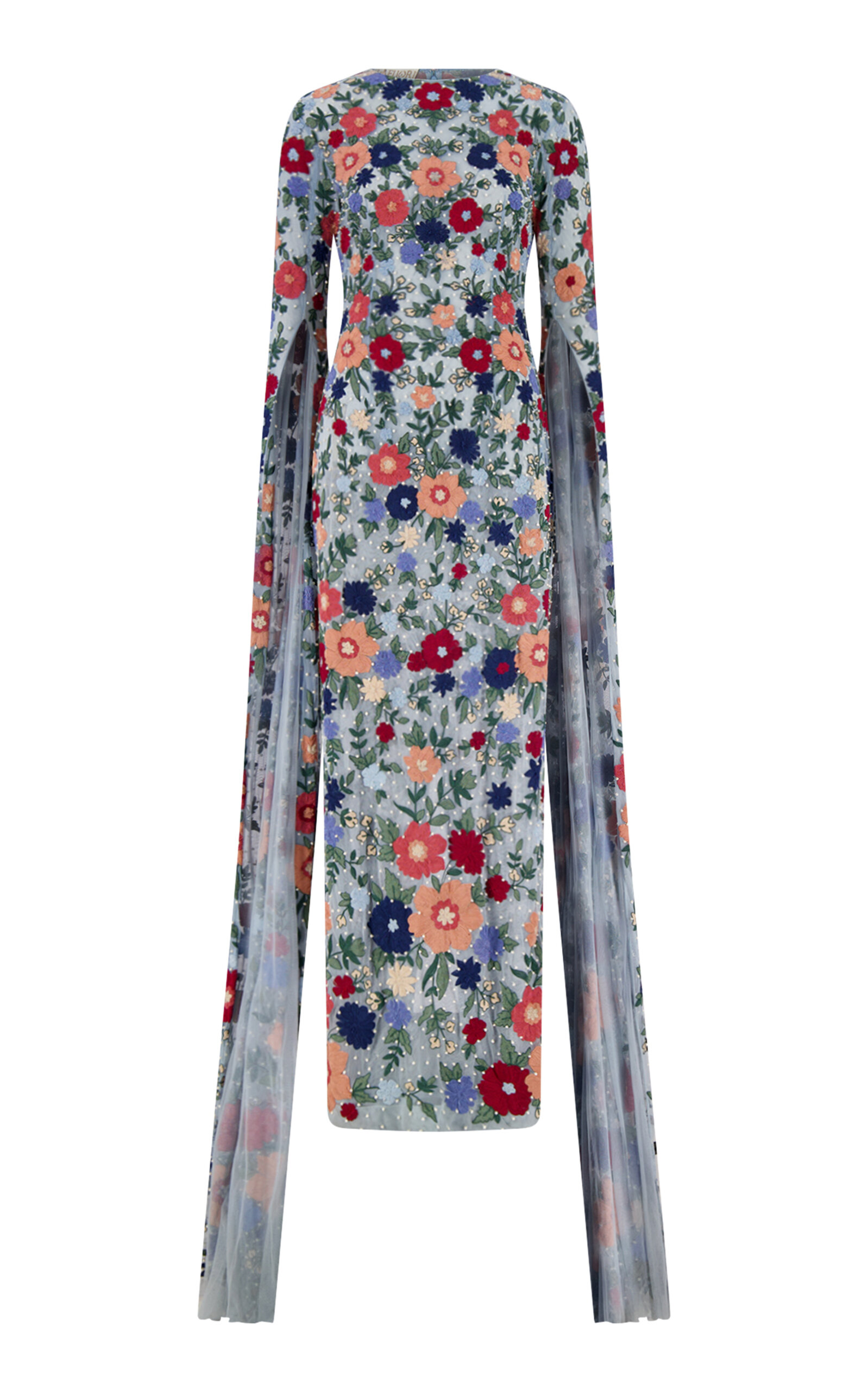 La Fuori Borghese Embellished Long Sleeve Gown