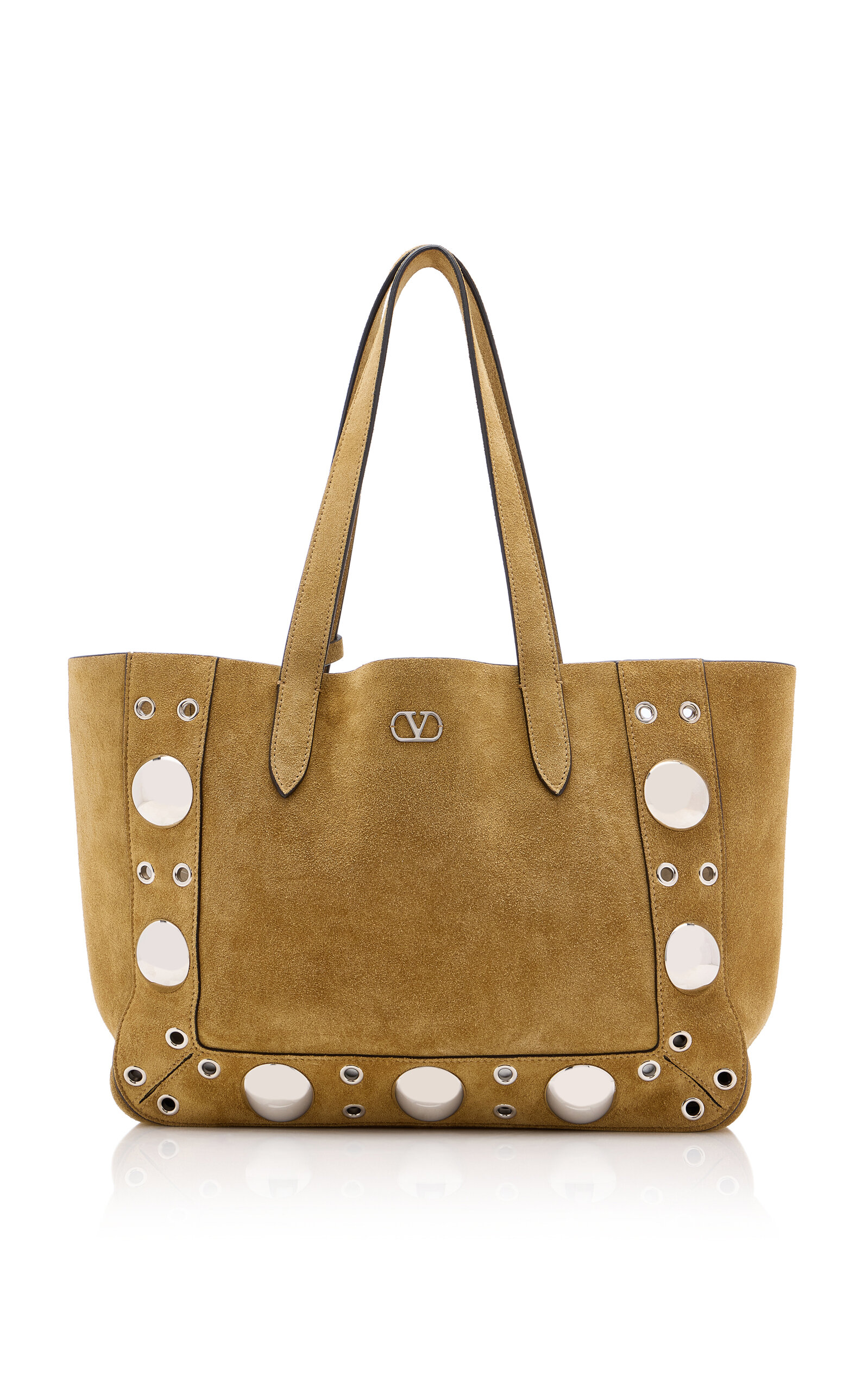 Valentino Garavani - Nellcôte Medium Suede Tote Bag - Brown - OS - Moda Operandi
