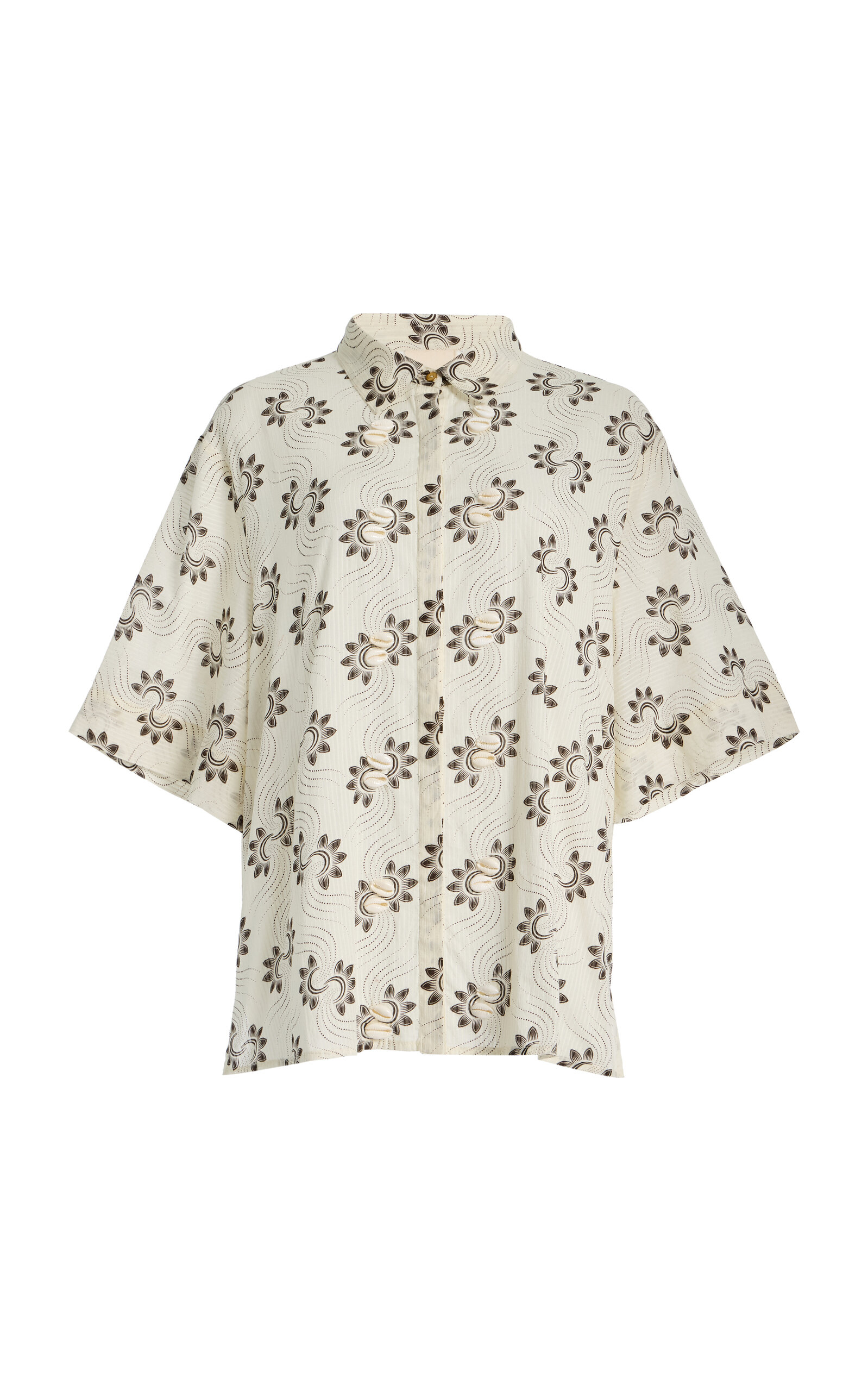 Ilio Nema Cerbere Shell-Detailed Printed Cotton-Voile Shirt