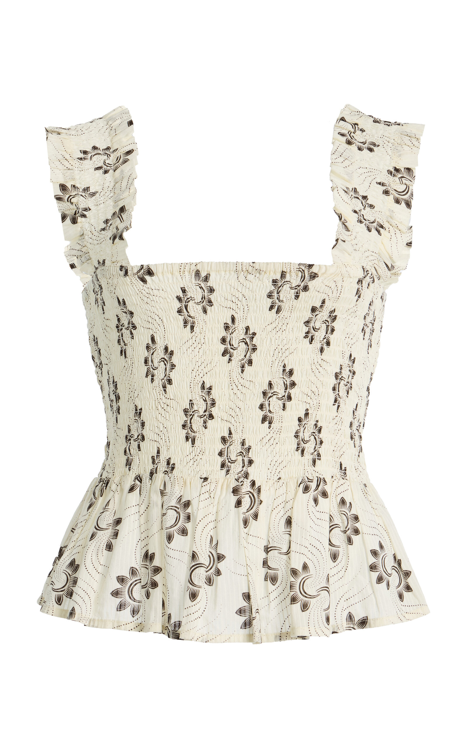 Ilio Nema Perse Shell-Detailed Printed Cotton-Voile Top