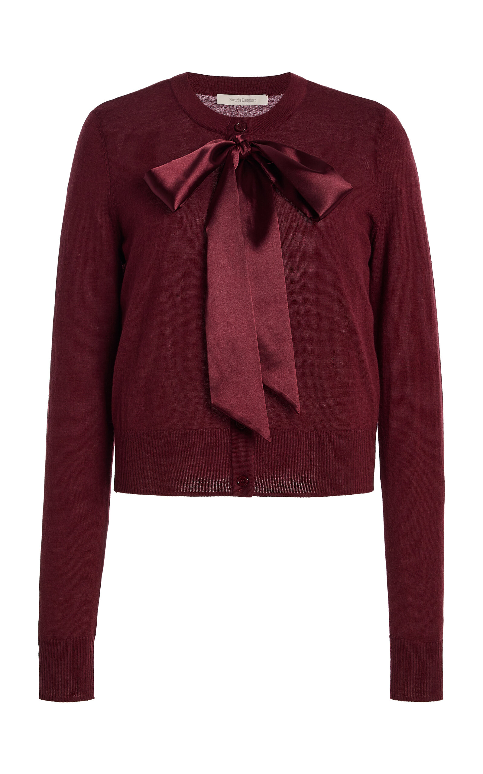 Favorite Daughter Take A Bow Embellished Wool Sweater In Burgundy