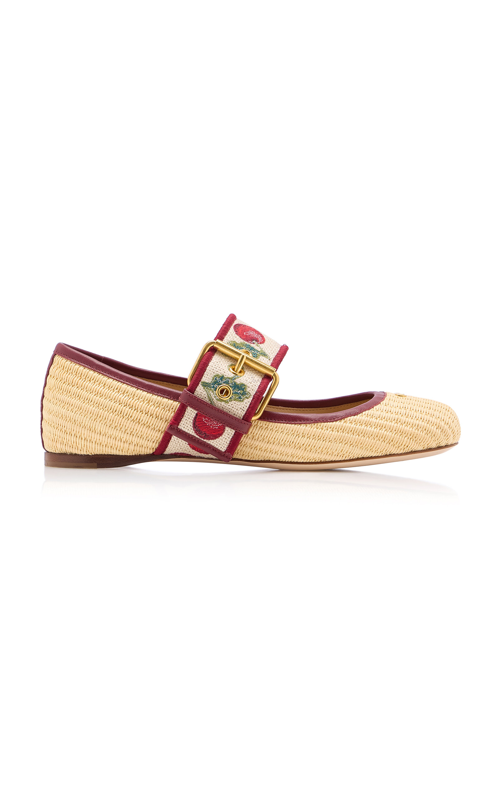 Valentino Garavani Bribri Cherrific Raffia Ballet Flat - Moda Operandi