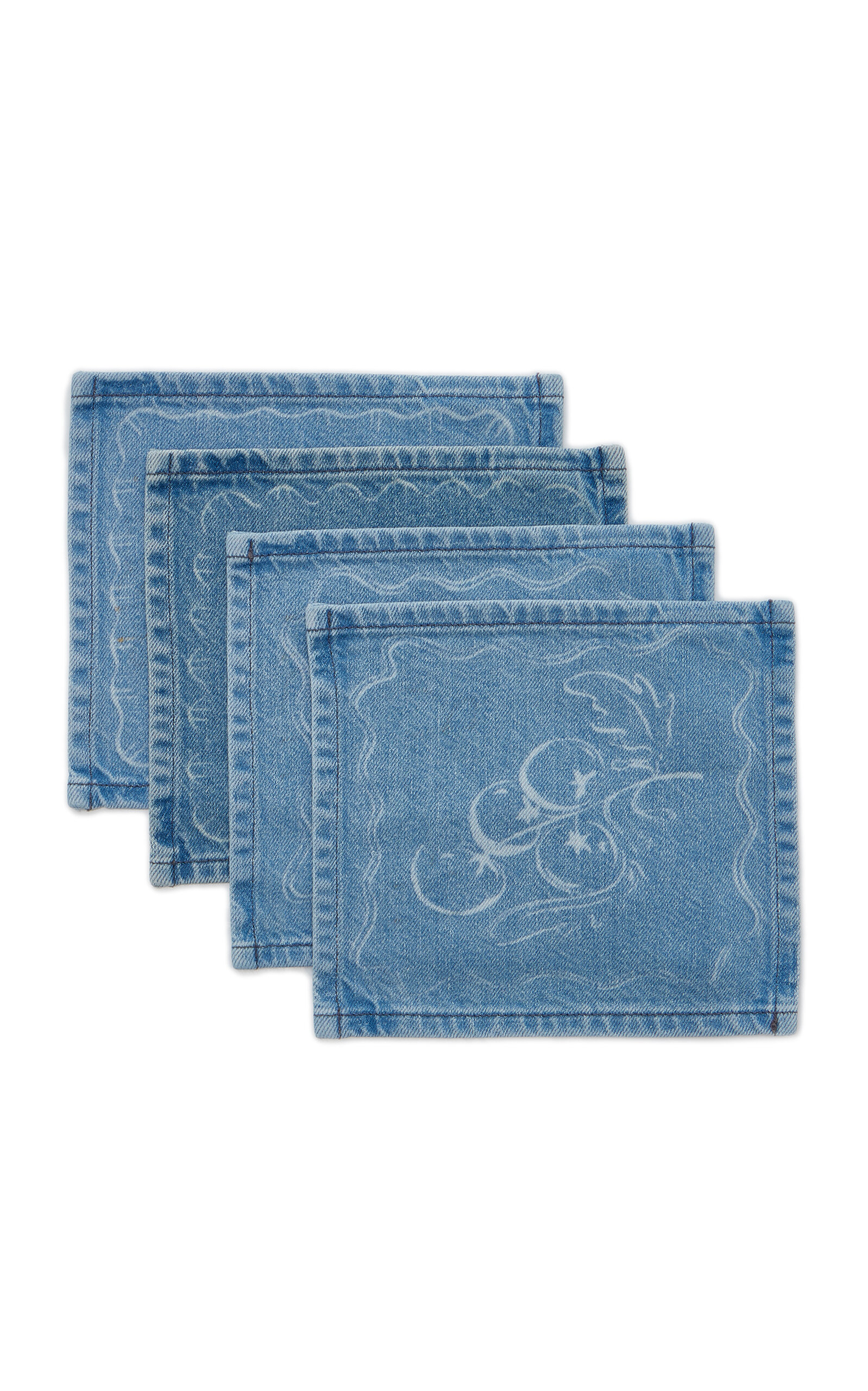 Citizen Of Humanity X Bloom Farm Set-of-four Denim Cocktail Napkins In Blue