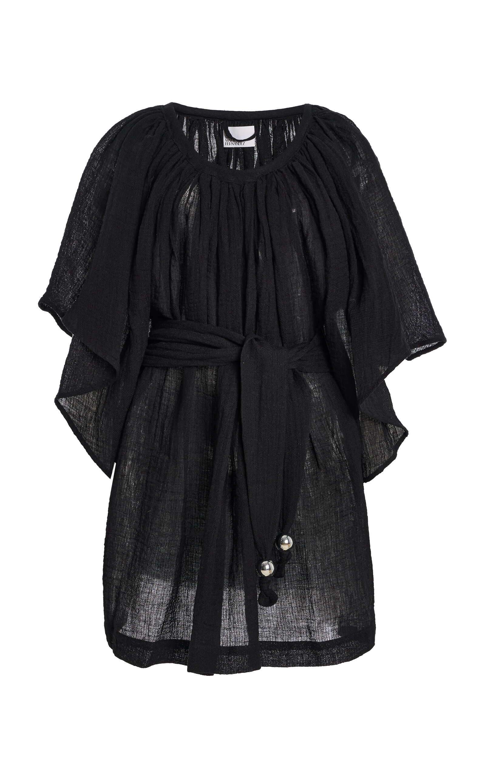 Lisa Marie Fernandez Angel-Sleeve Linen-Blend Gauze Mini Dress