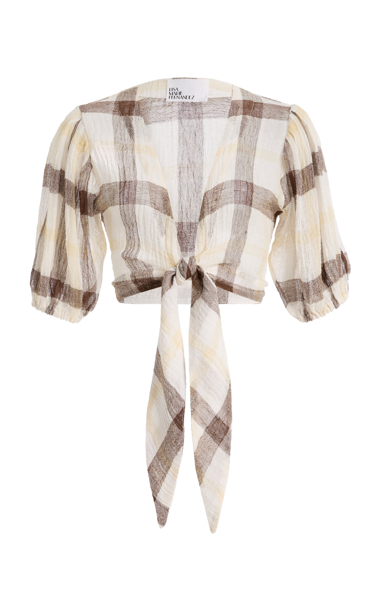 Lisa Marie Fernandez Exclusive Pouf Linen-Blend Gauze Top