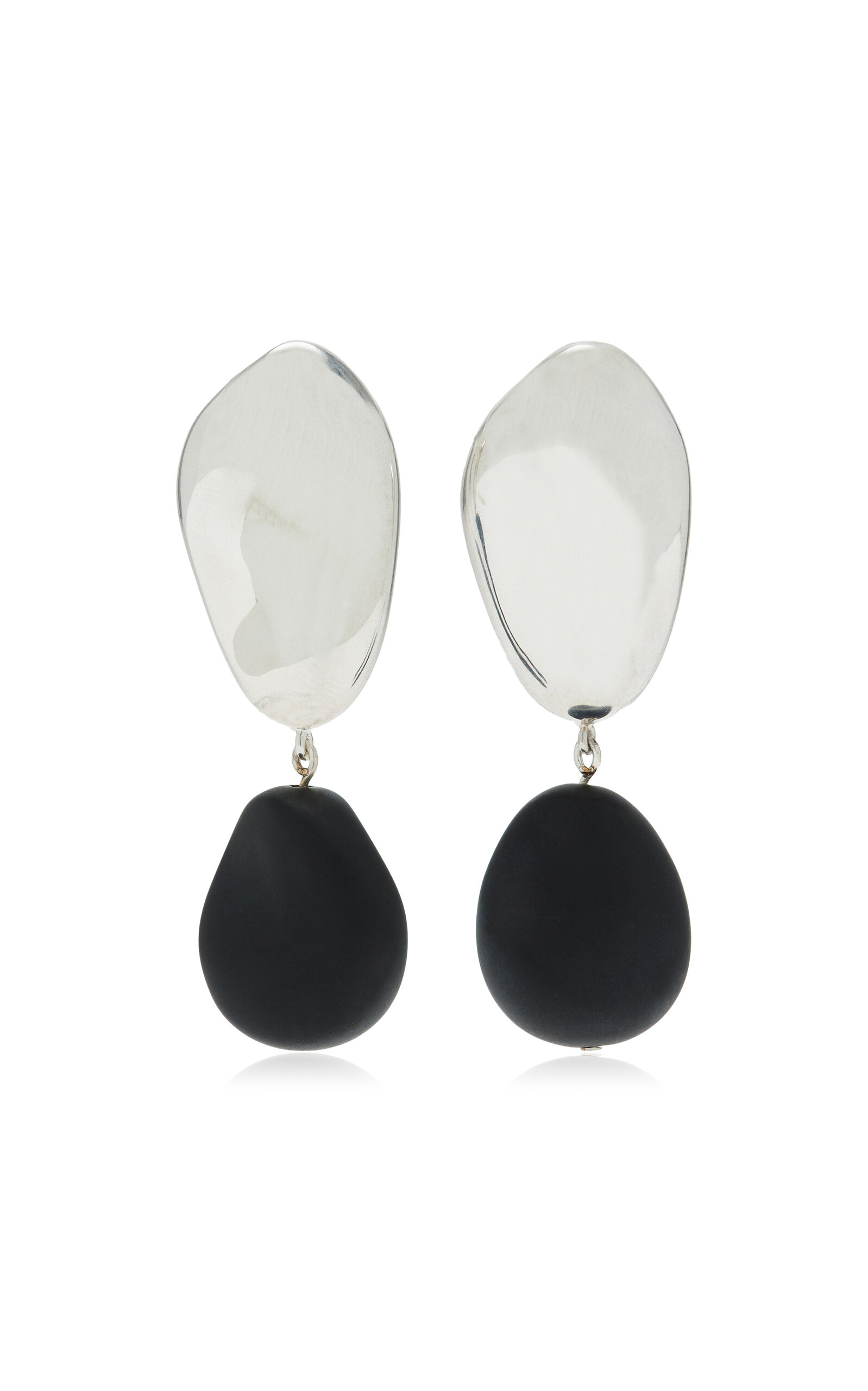 Agmes Tess Sterling Silver Onyx Earrings In Black
