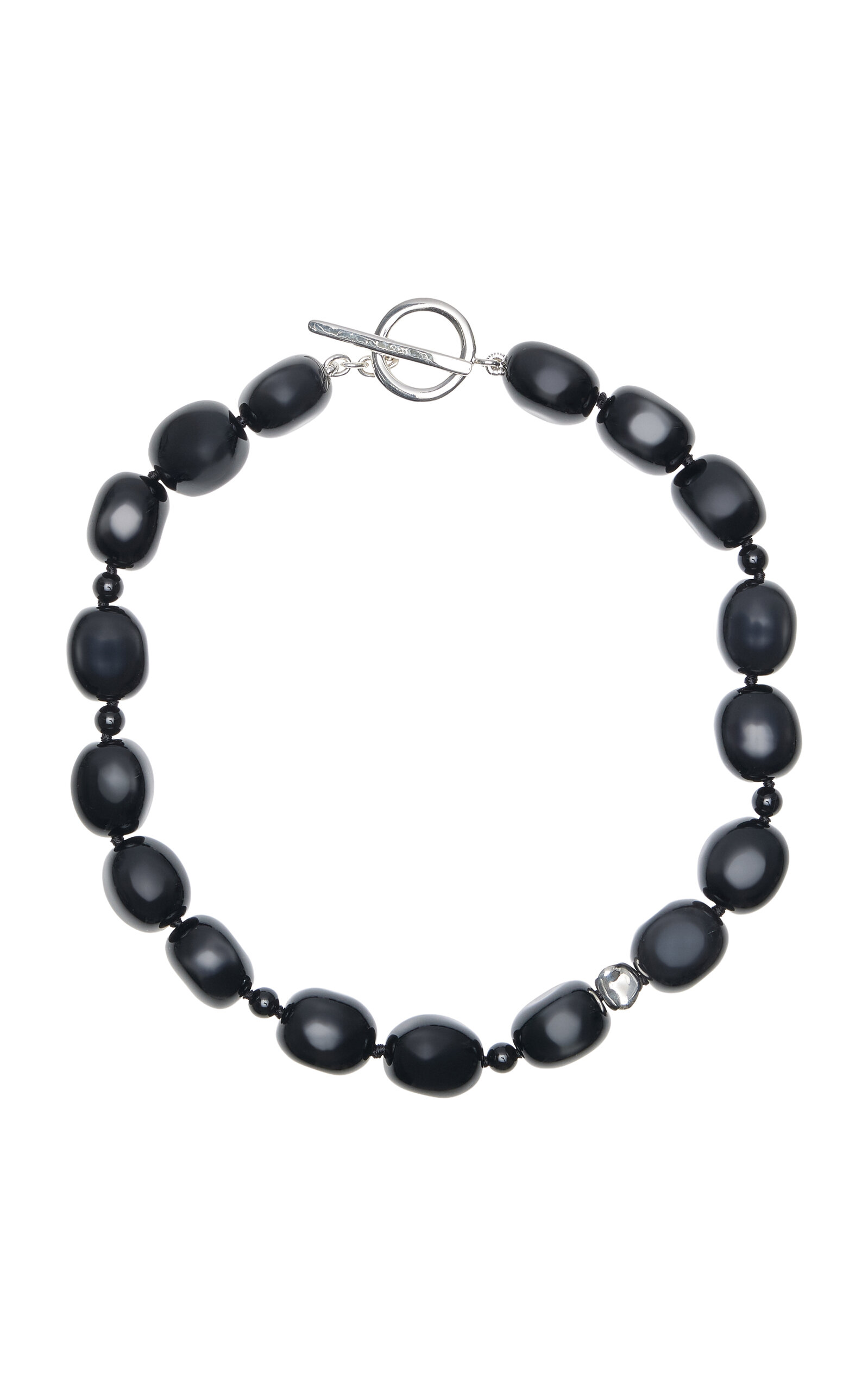 Agmes Dara Sterling Silver Onyx Necklace In Black