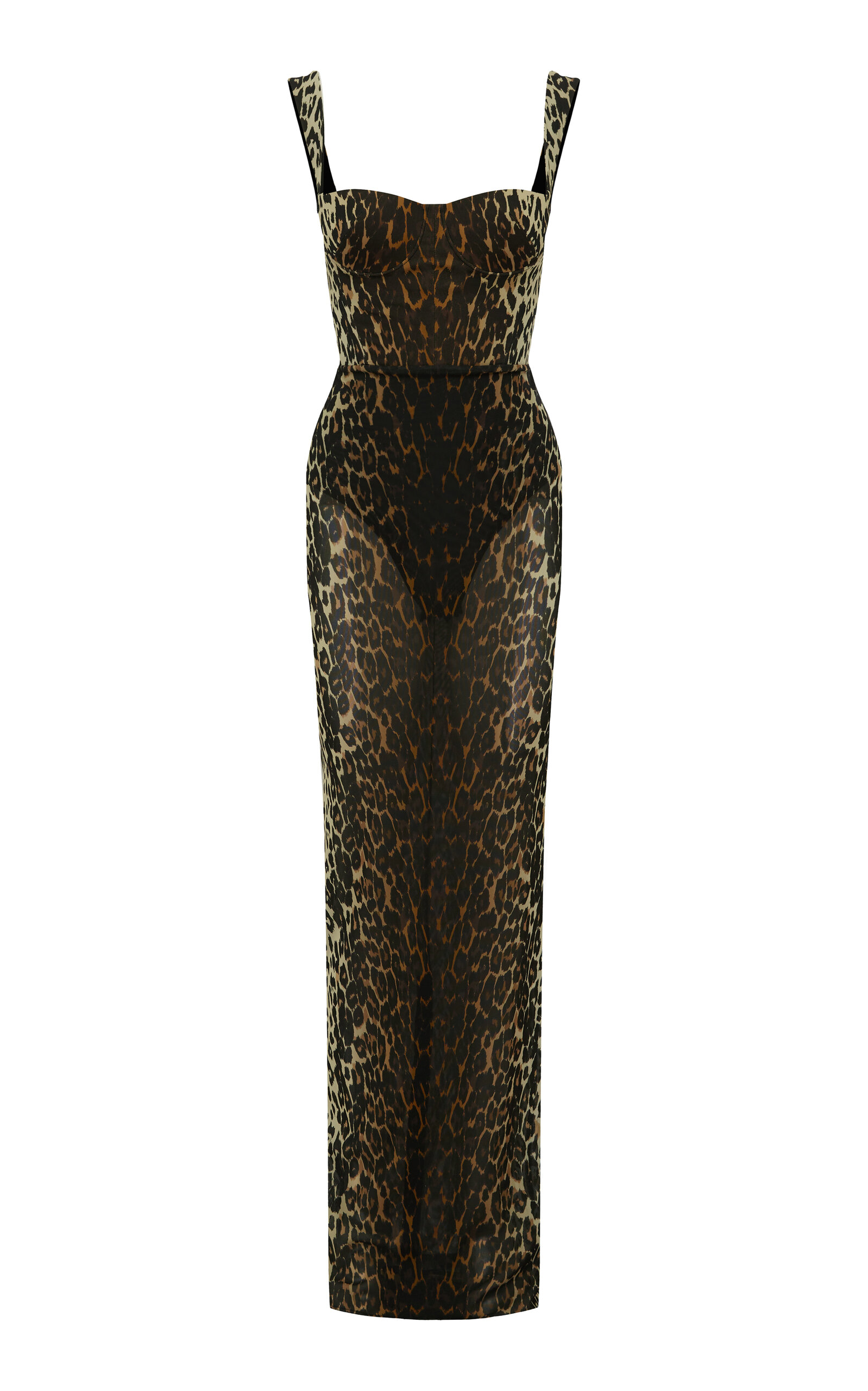 Alex Perry Cupped Leopard Mesh Gown