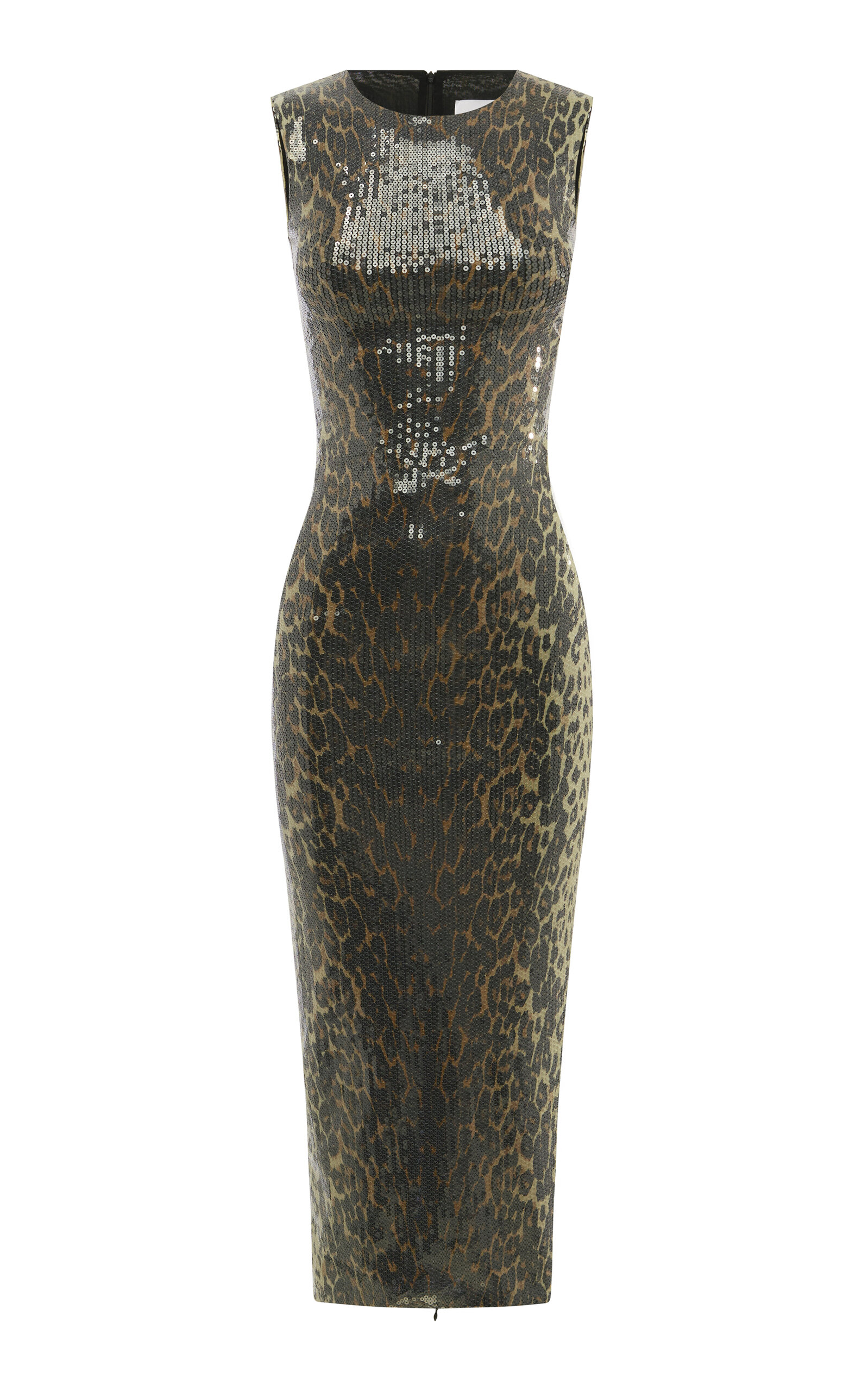 Alex Perry Sequined Leopard-Print Midi Dress