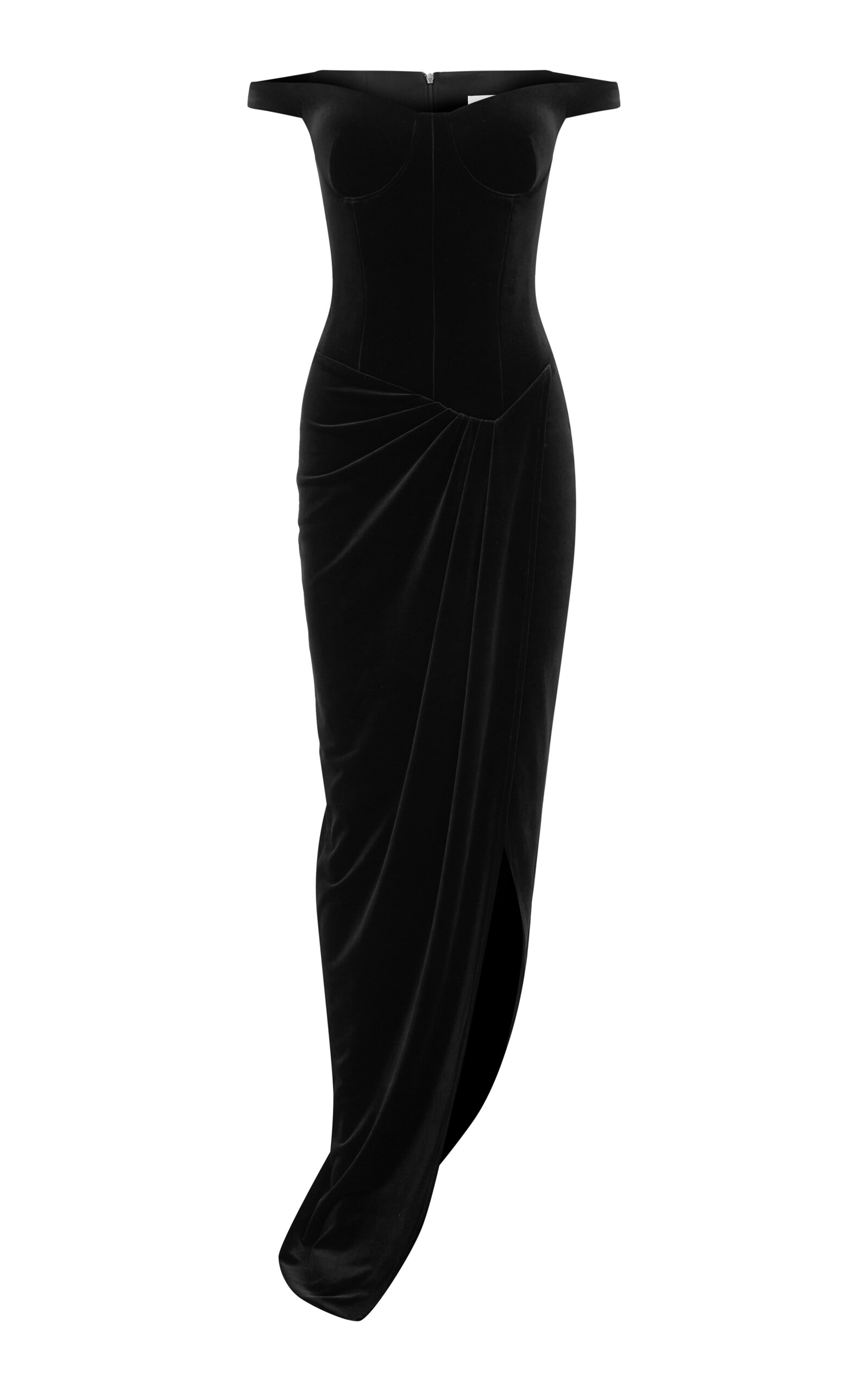 Alex Perry Off-The-Shoulder Split Velvet Gown - Women's Clothing