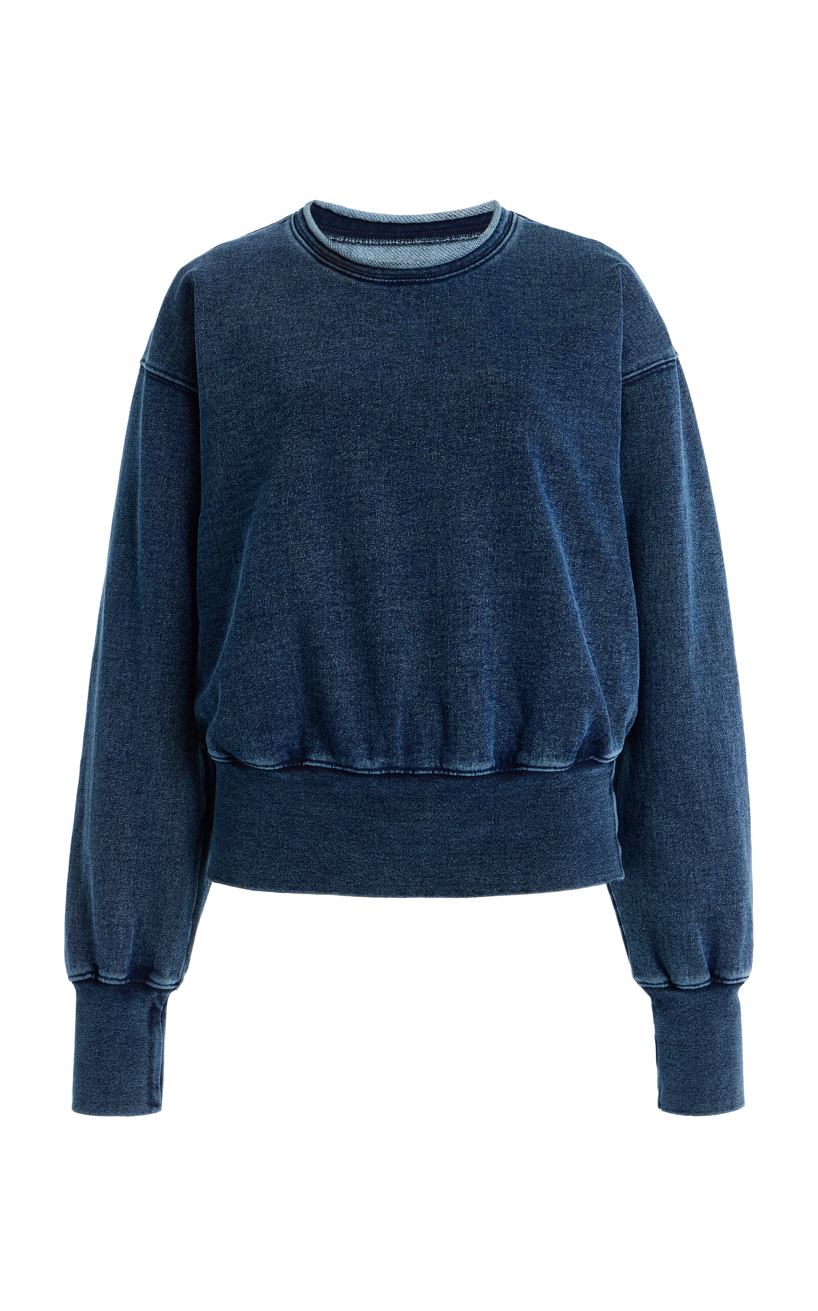 Les Tien Britney Roll-neck Cotton Sweatshirt In Blue