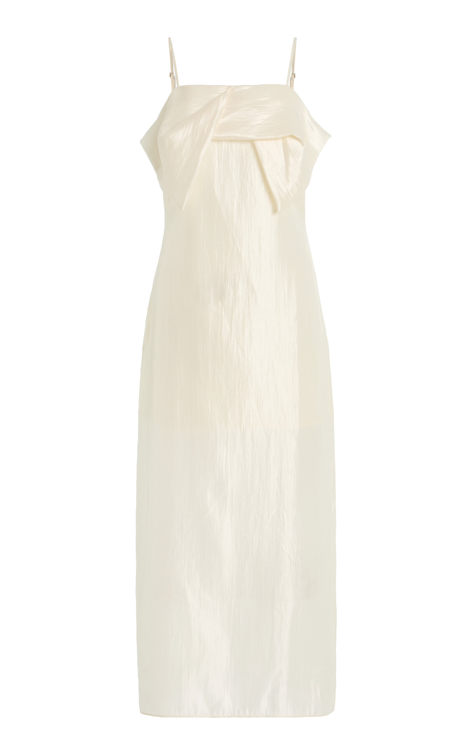 The Garment Porcha Draped Taffeta Midi Dress In White