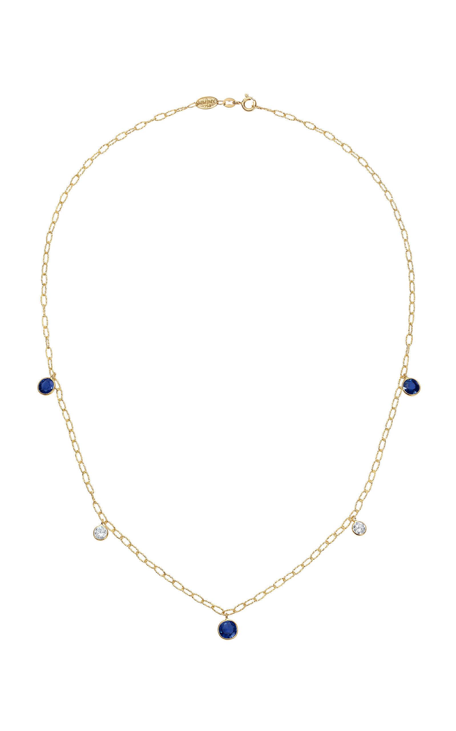 Ceylon 18K yellow Gold Sapphire And Diamond Necklace