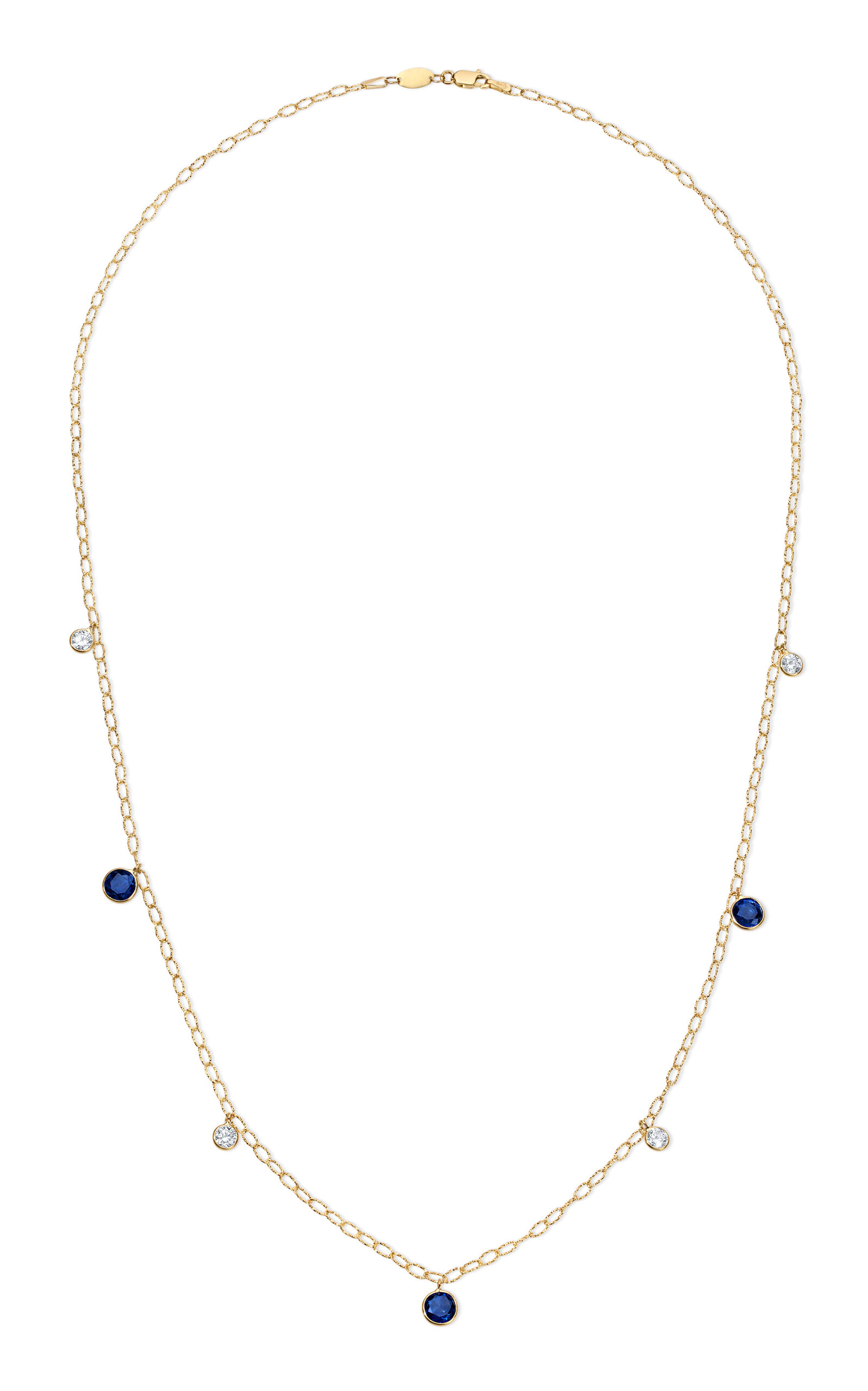 Ceylon 18K yellow Gold Sapphire And Diamond Necklace
