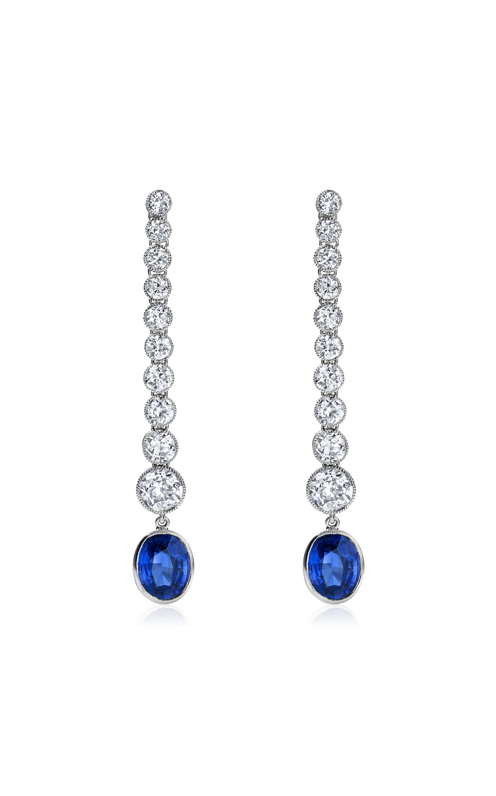 Platinum Sapphire And Diamond Earrings