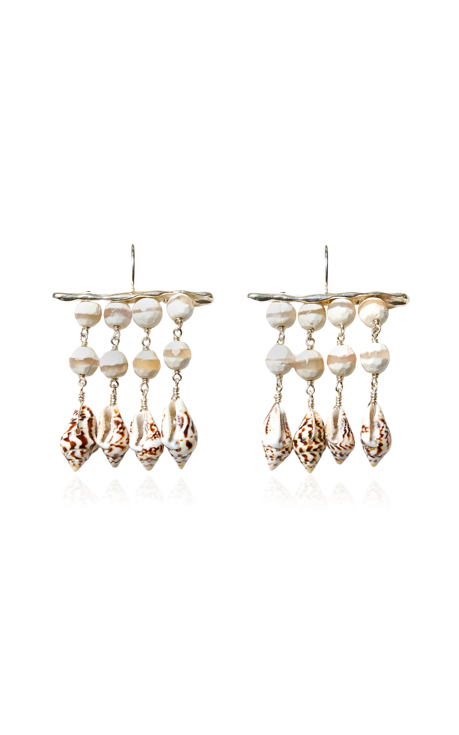Cassis Waterfall Sterling Silver White Agate Earrings
