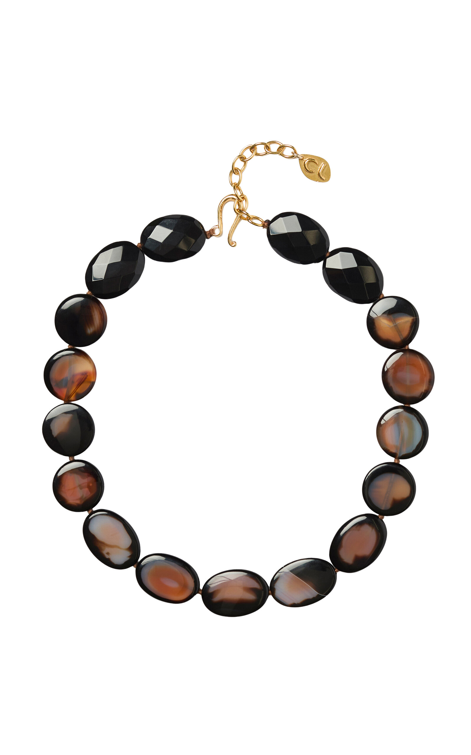 Marianna Gold-Plated Sterling Silver Black Agate Necklace