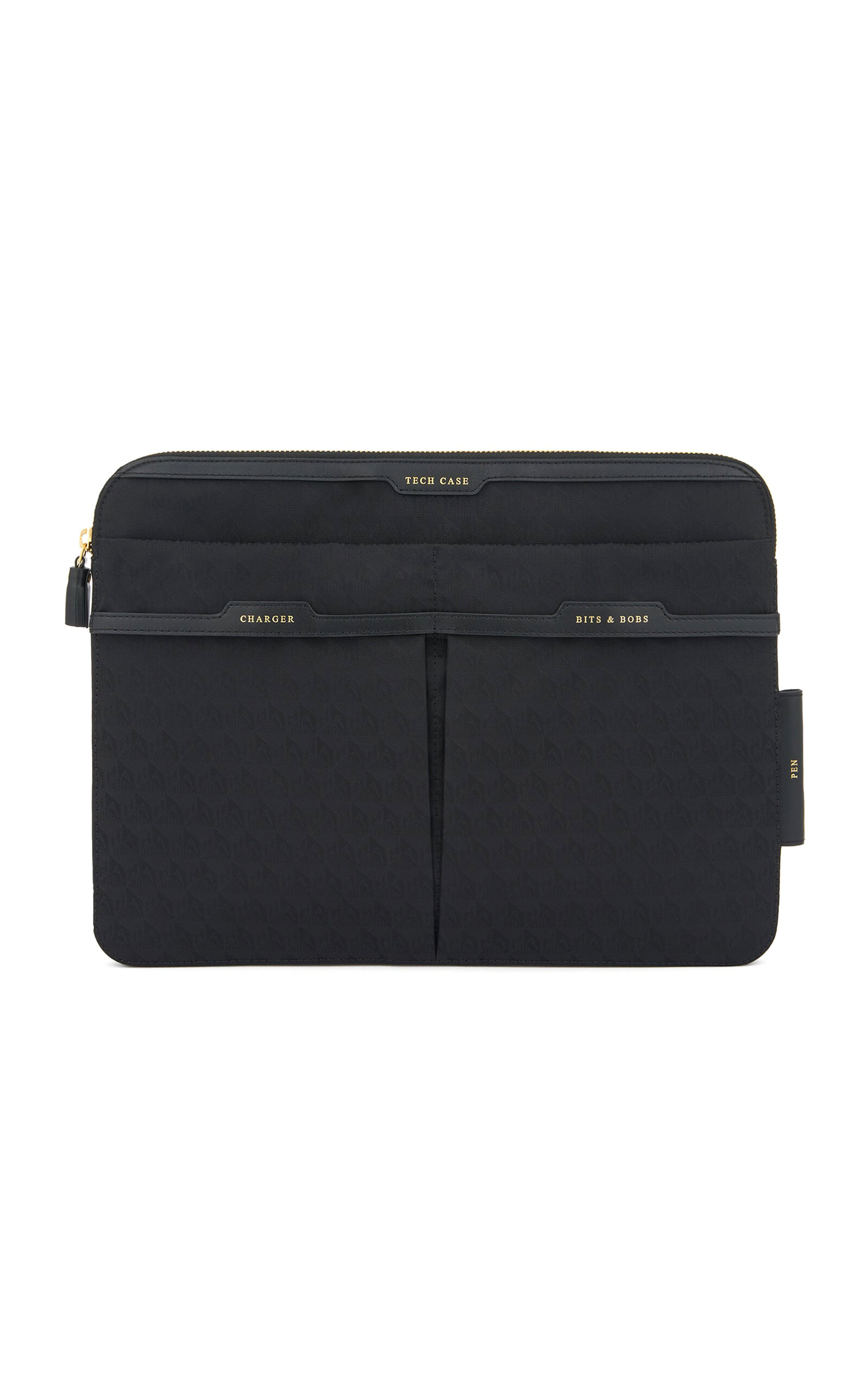 Anya Hindmarch Tech Case In Black Ah Logo Nylon With Calf - Black