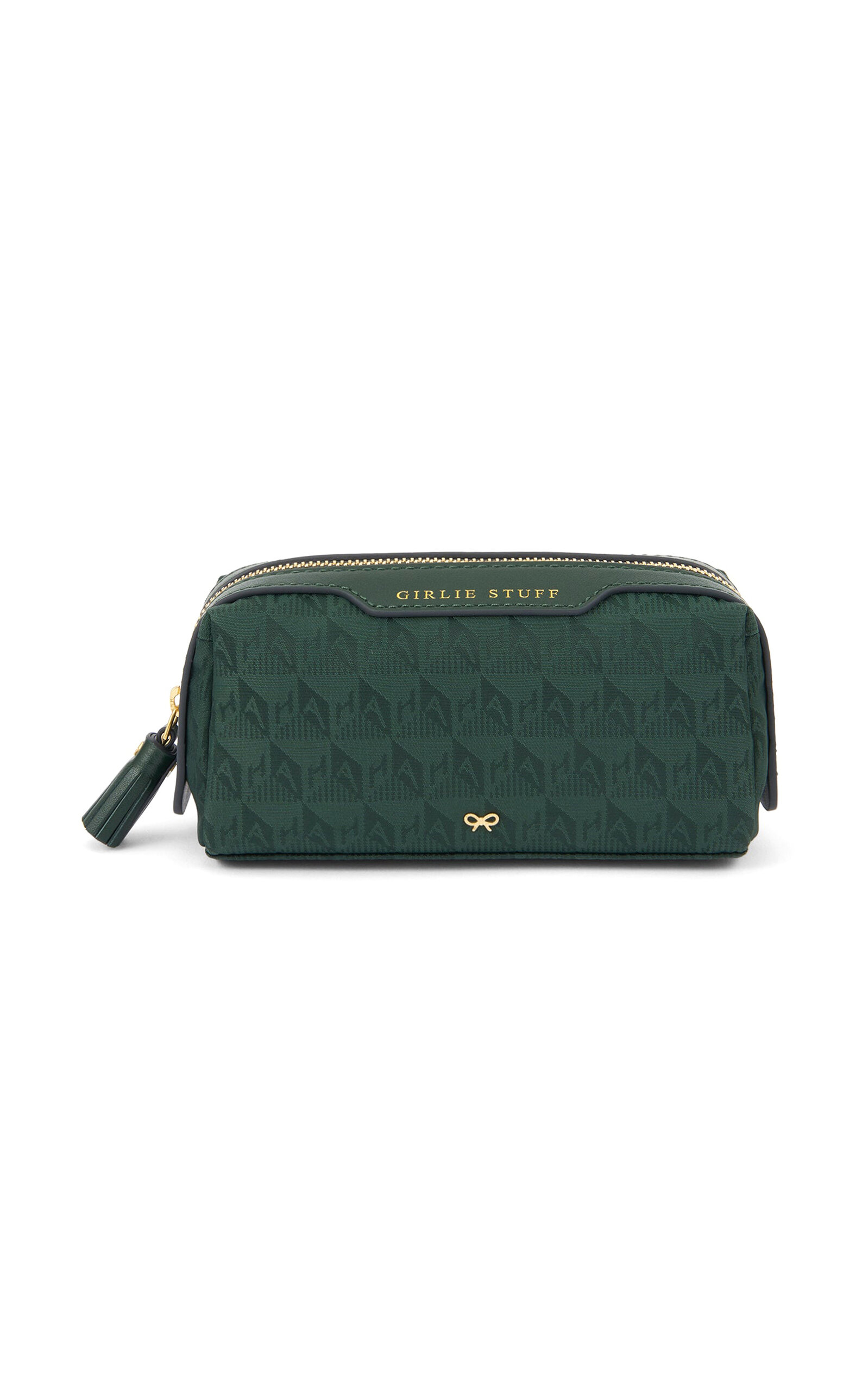 Anya Hindmarch Girlie Stuff In Dark Holly Ah Logo Nylon - Dark Green