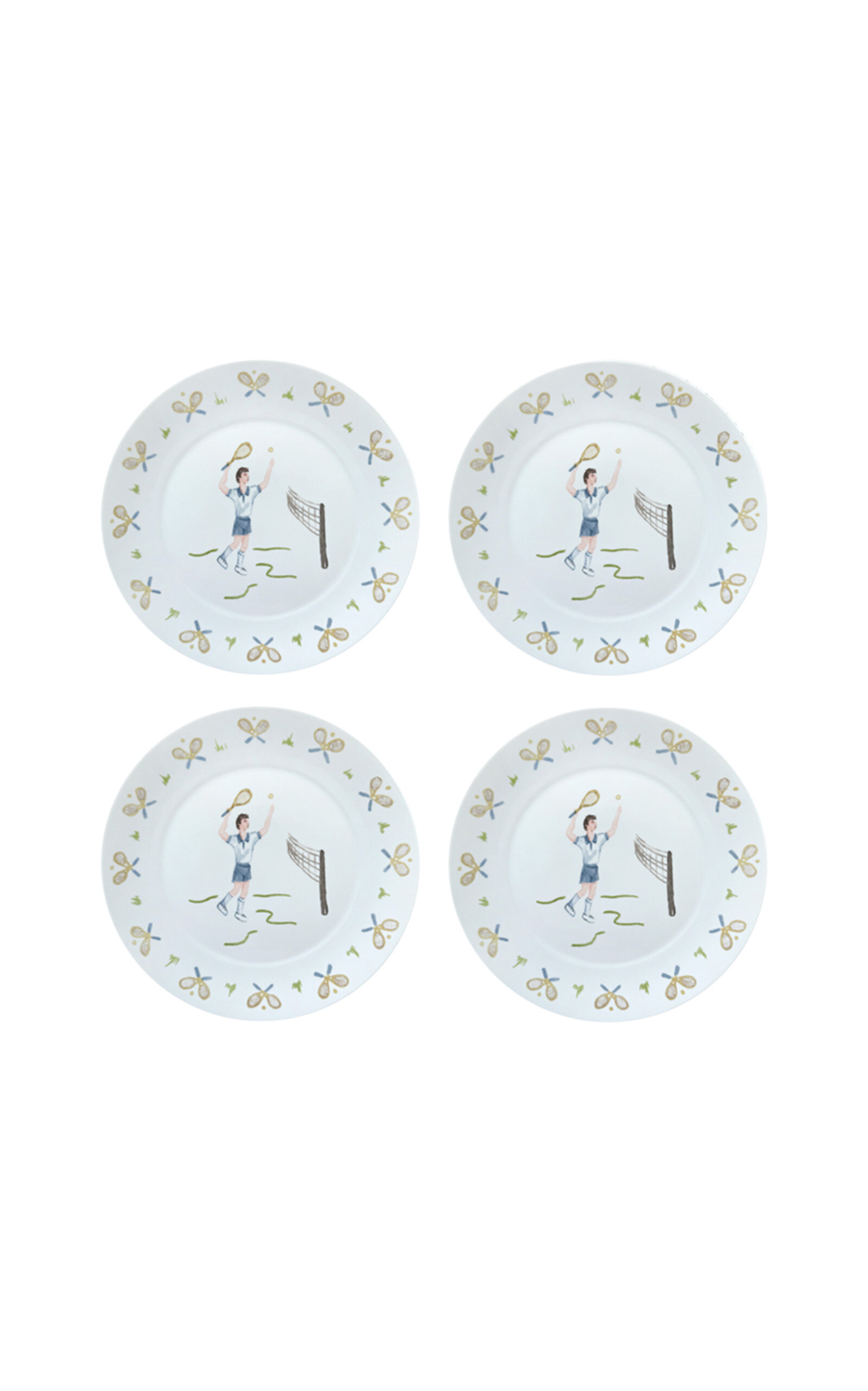 Duggan Society Tennis Boy Dessert Plate (Set Of 4) - White