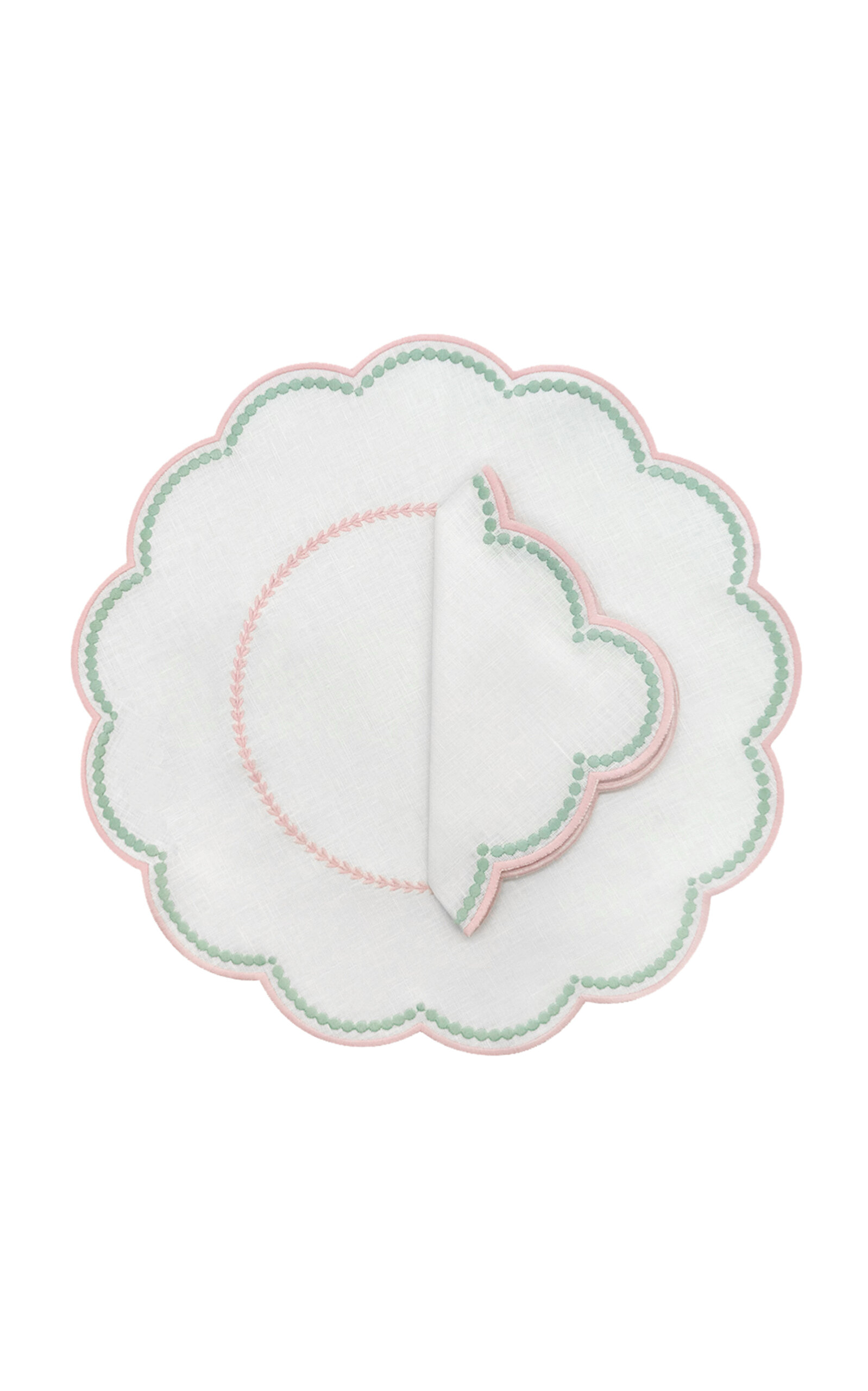 Duggan Society Lilibeth White/Pink And Green Placemat (Set Of 4) - Multi