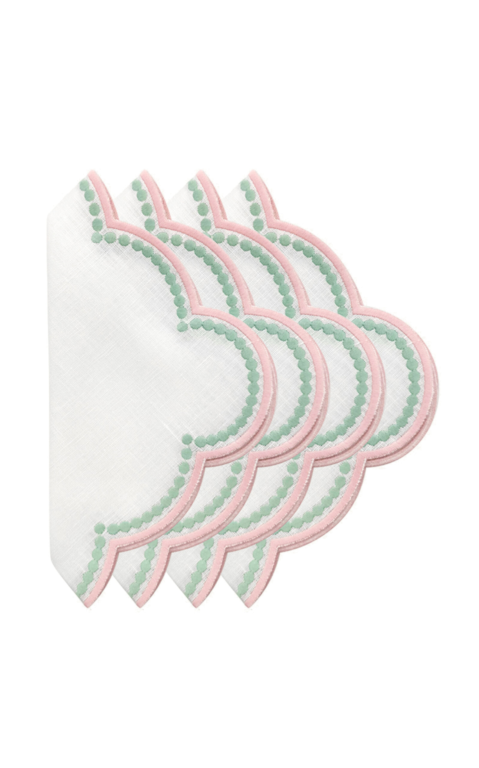 Duggan Society Lilibeth White/Pink And Green Napkins Set Of 4 - Multi