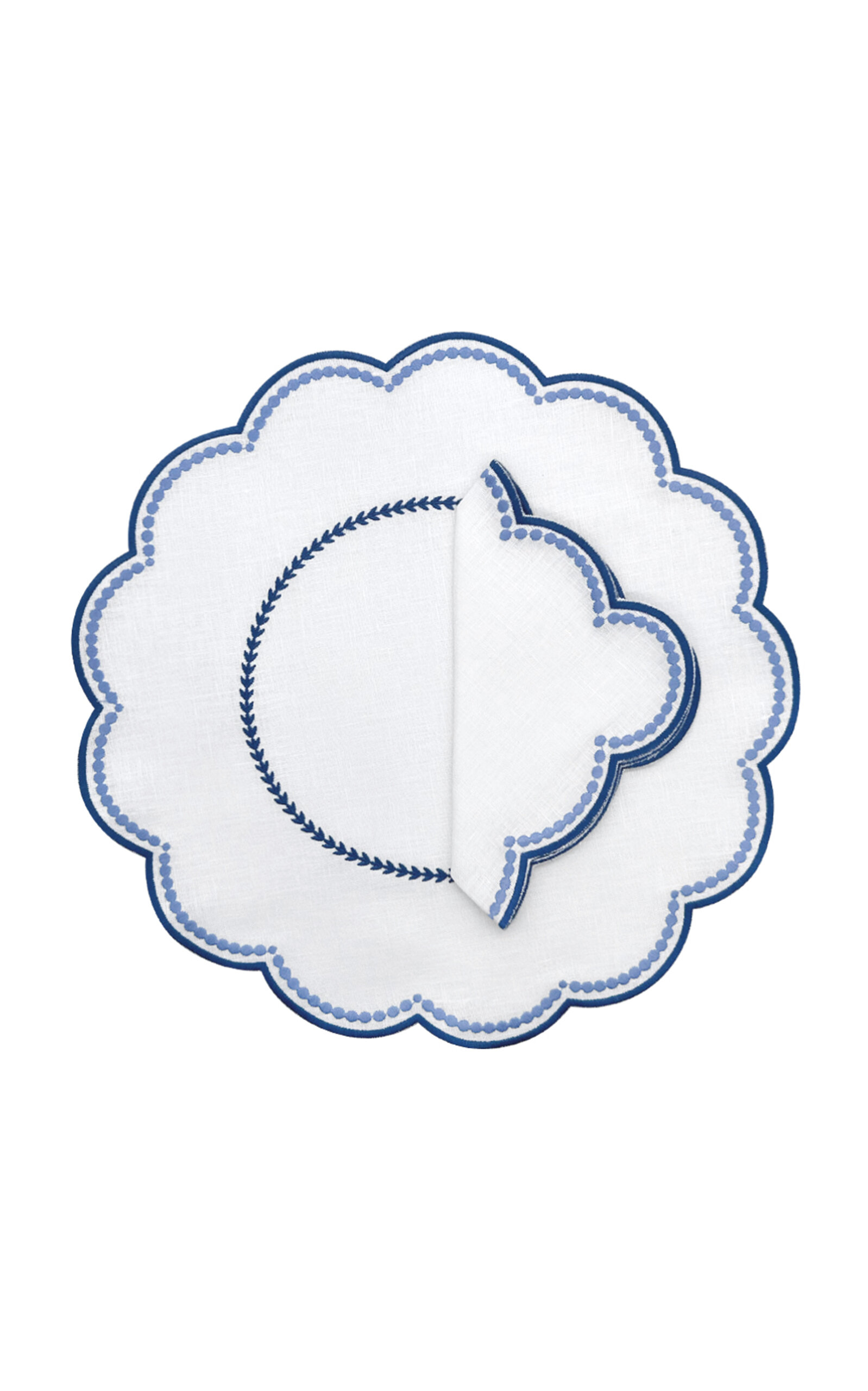Duggan Society Lilibeth White/Blue Placemat (Set Of 4) - Multi
