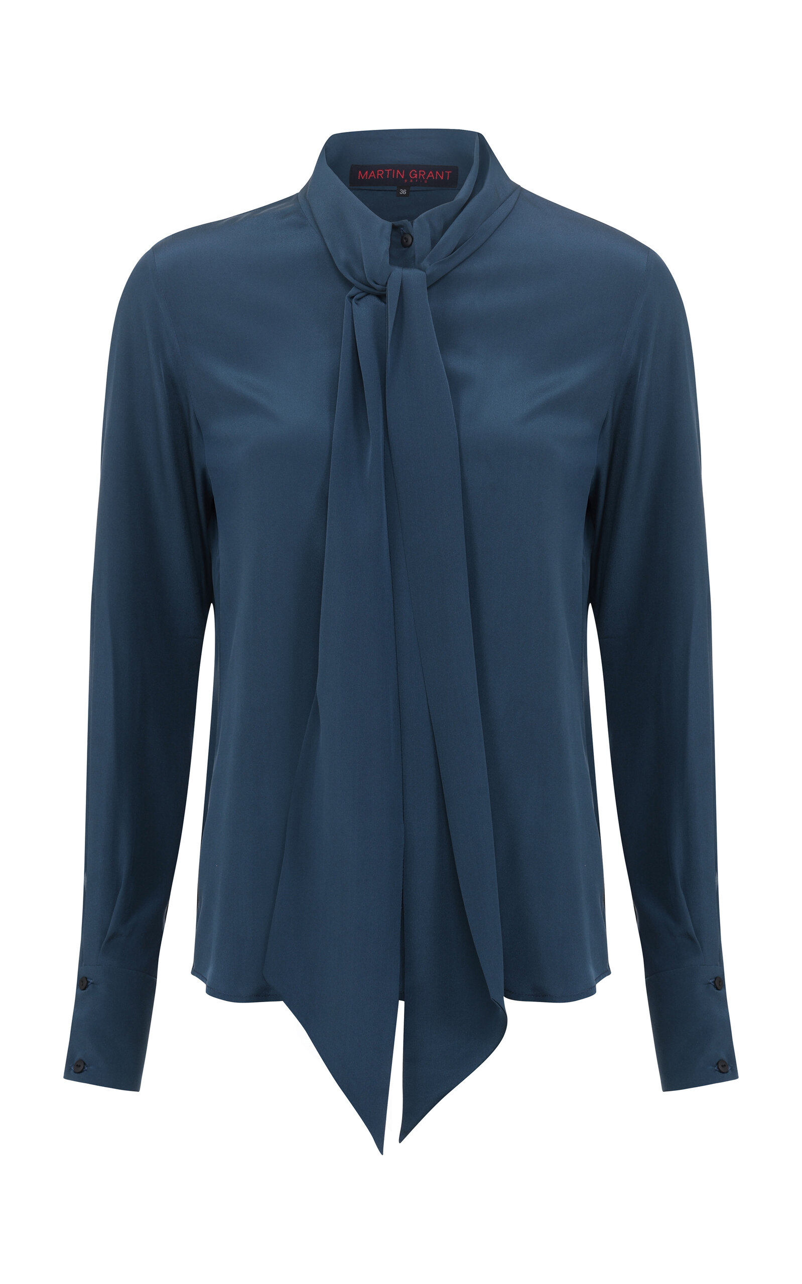 Martin Grant Classic Neck Tie Silk Top - Women's Clothing