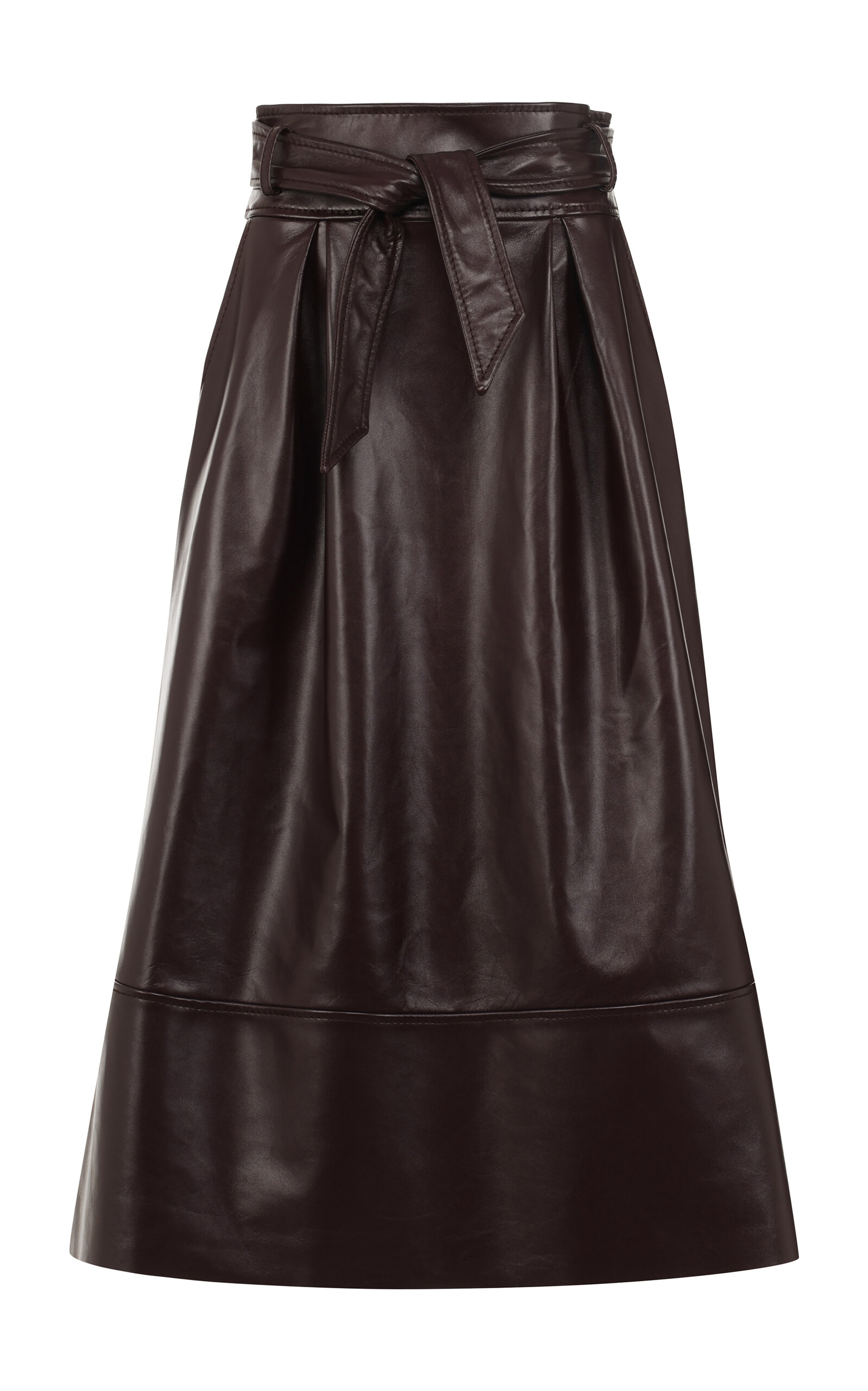 Leather A-line Midi Skirt