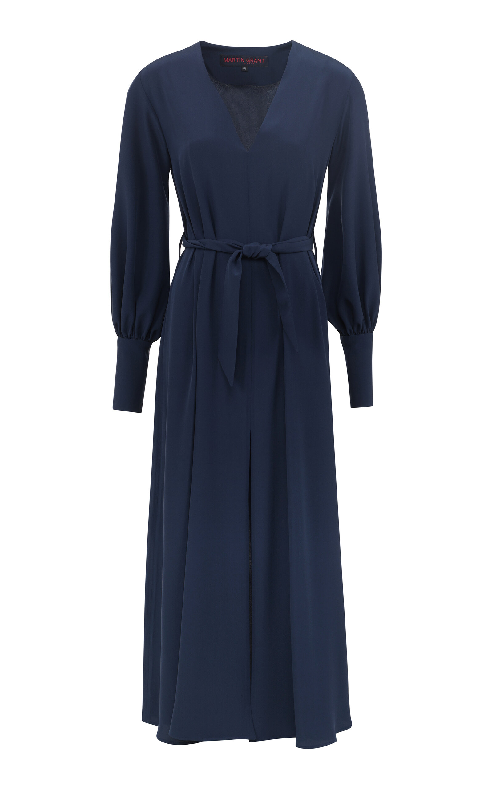 Wrap Long Sleeve Silk Dress