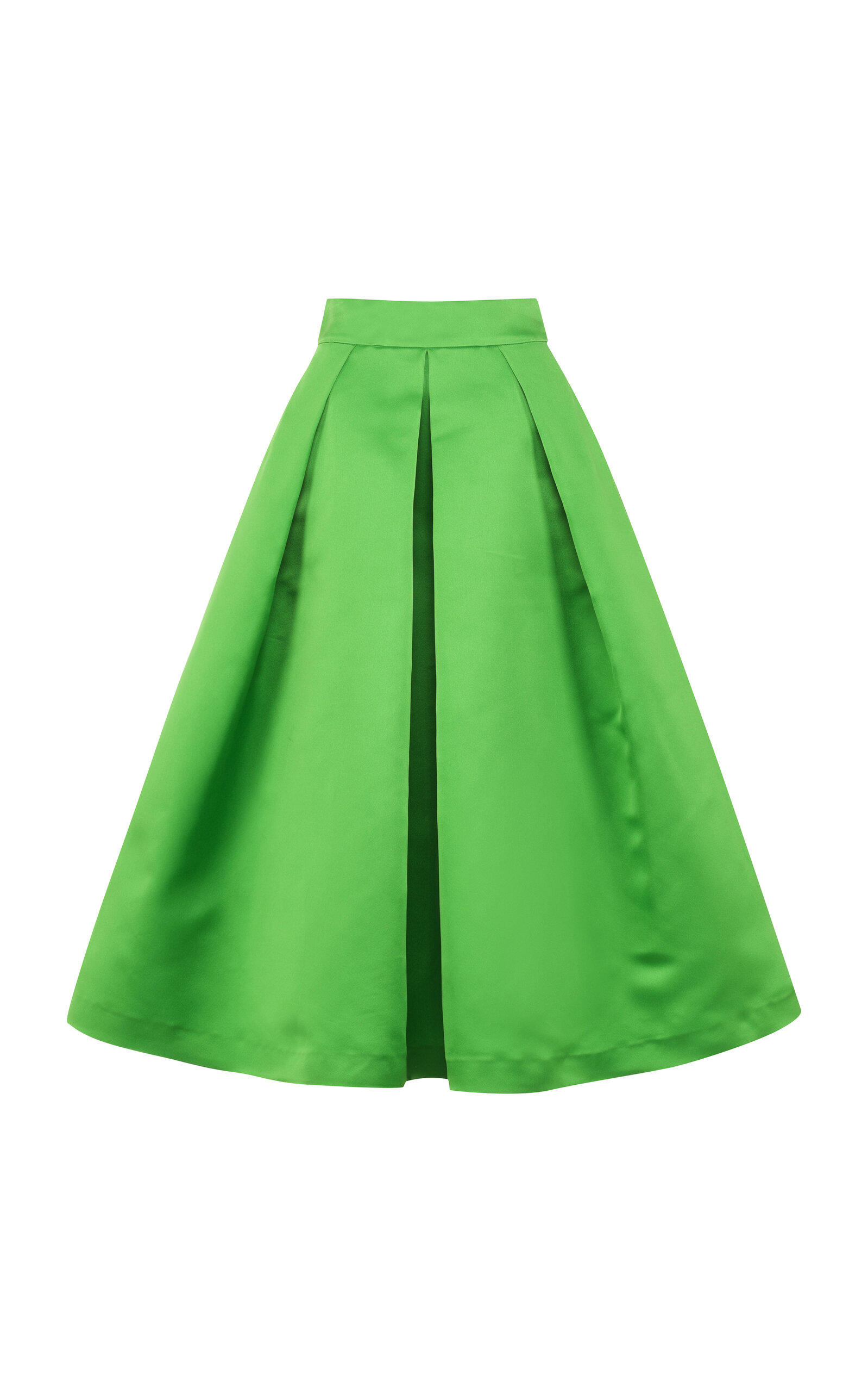 Pleated Silk Midi Skirt