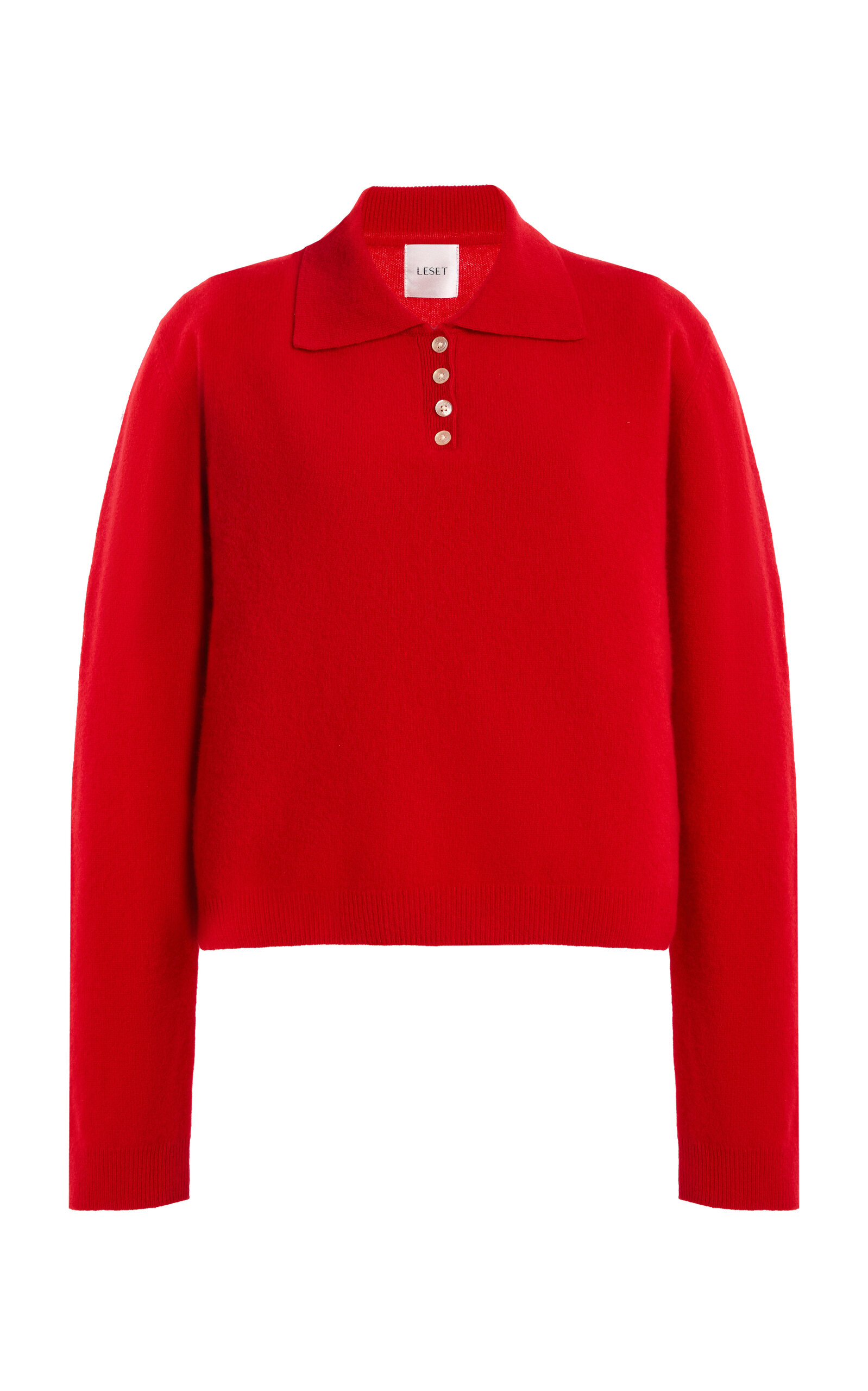 Leset Jesse Wool Polo Sweater In Red