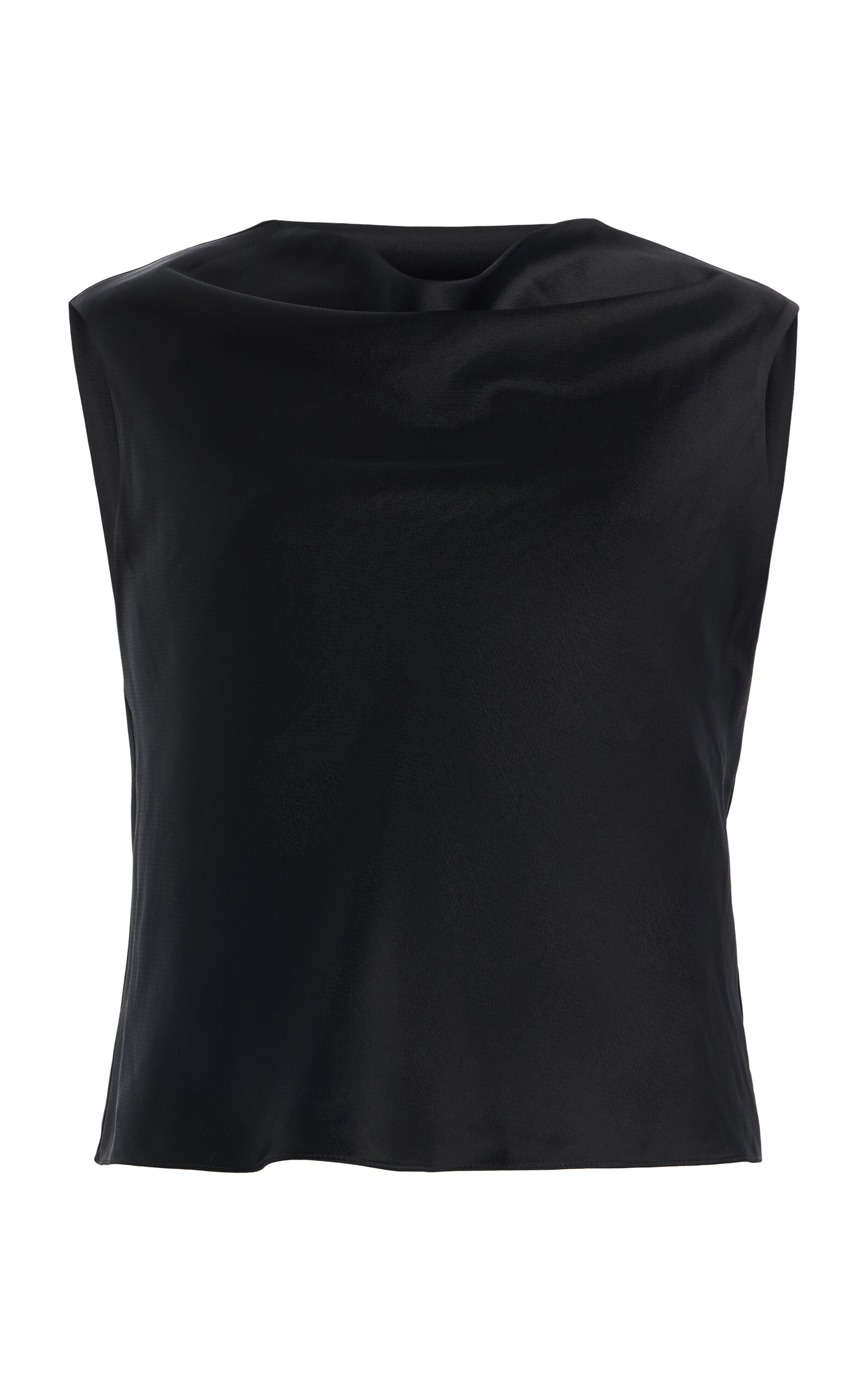 Leset Barb Satin Shell Top In Black