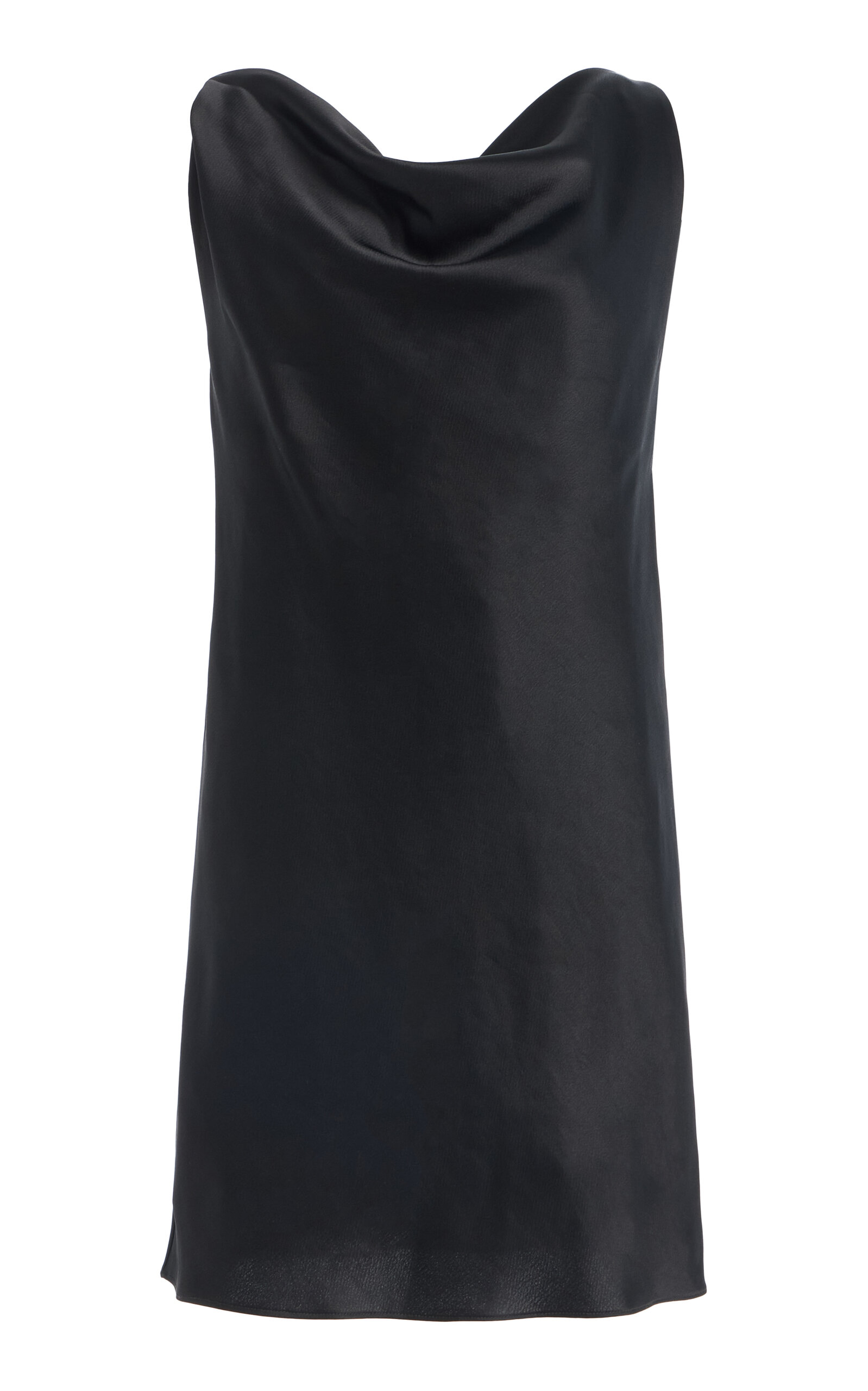 Leset Barb Cowl Satin Mini Dress In Black