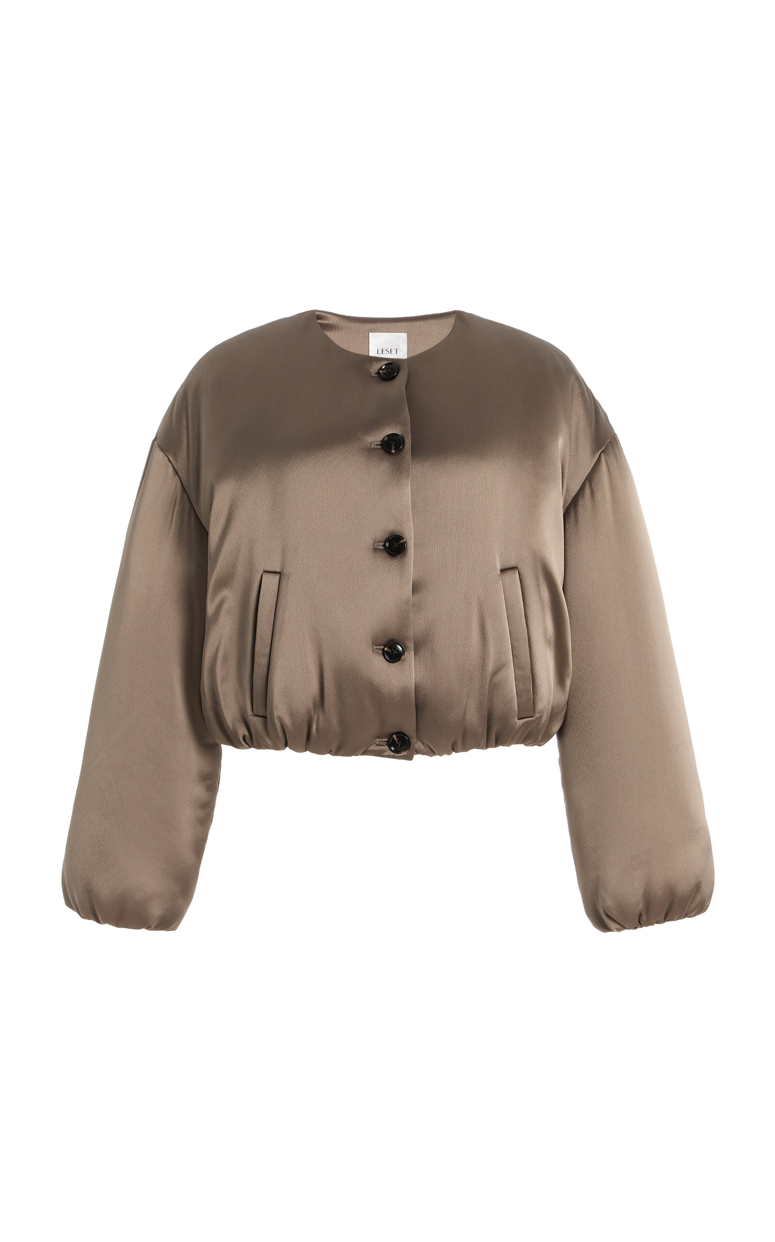 Leset Barb Satin Bomber Jacket