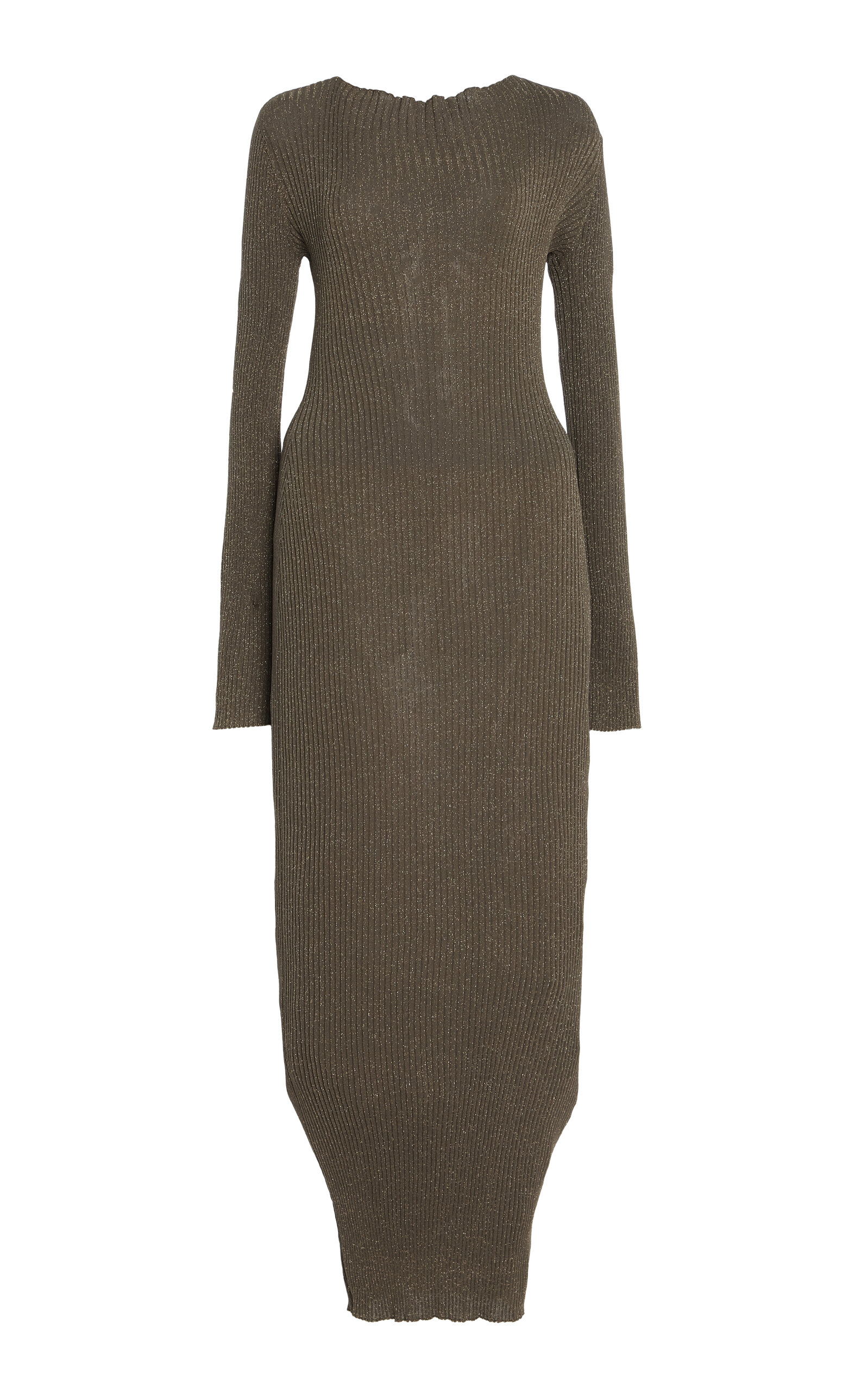 Leset Blake Ribbed-knit Maxi Dress In Green